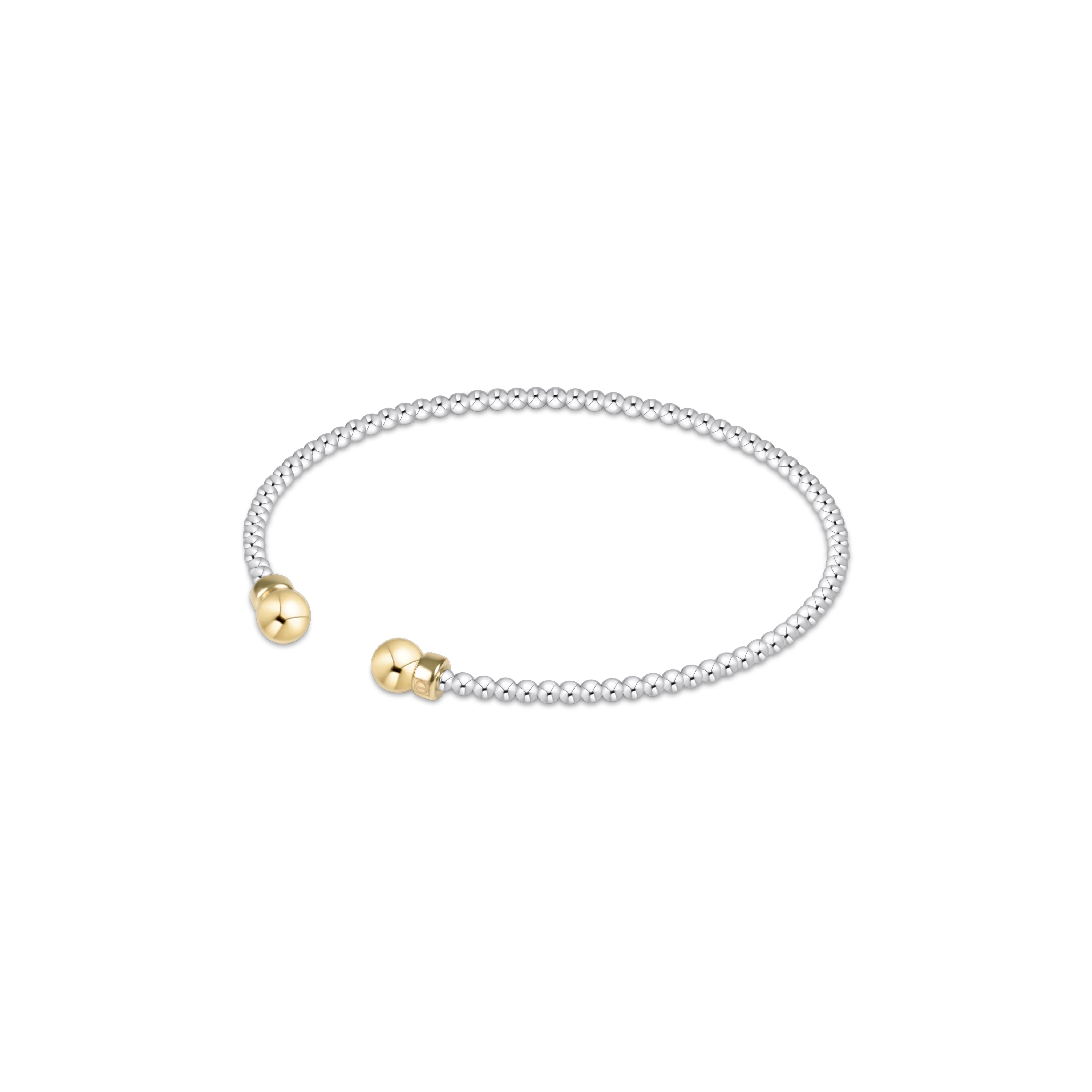 Classic Sterling Mixed Metal 2mm Bead Cuff - Gold