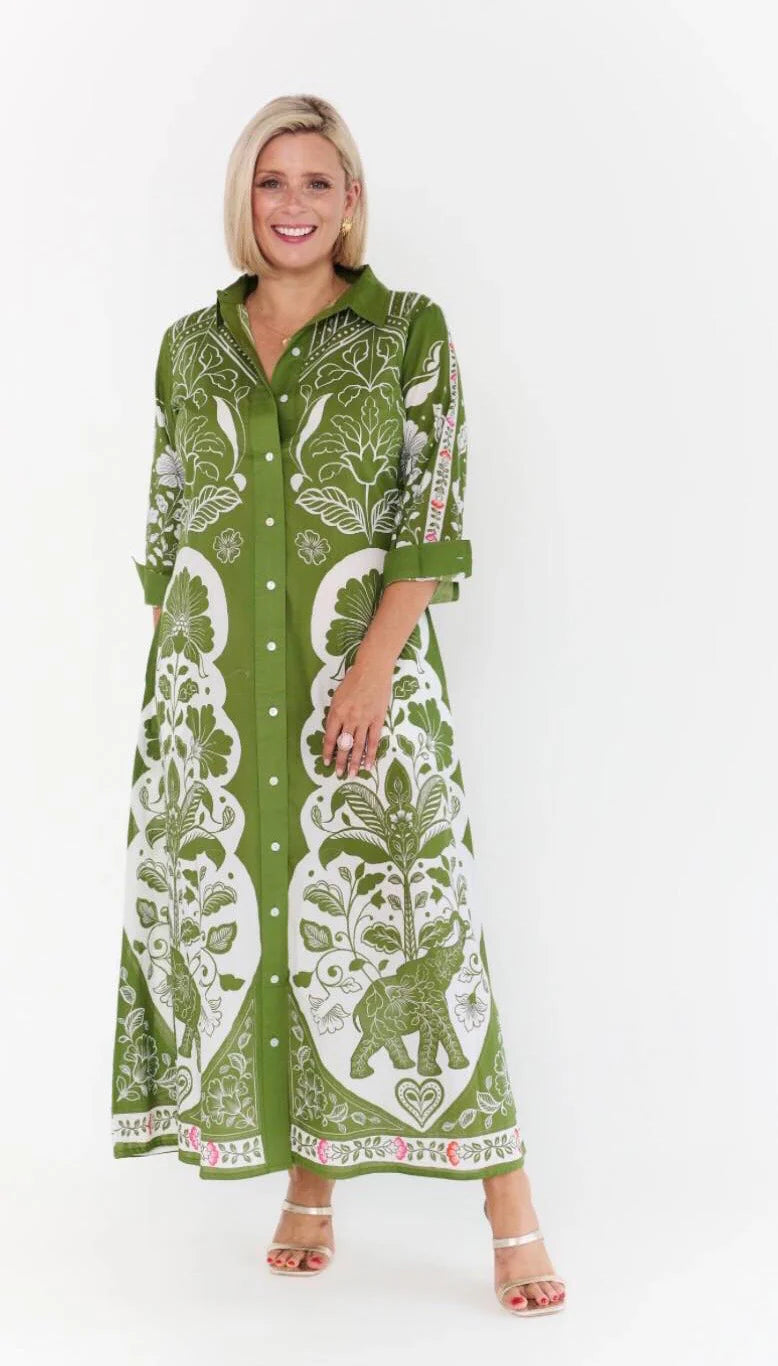 SACRED BLOOM MAXI DRESS-GREEN-XL