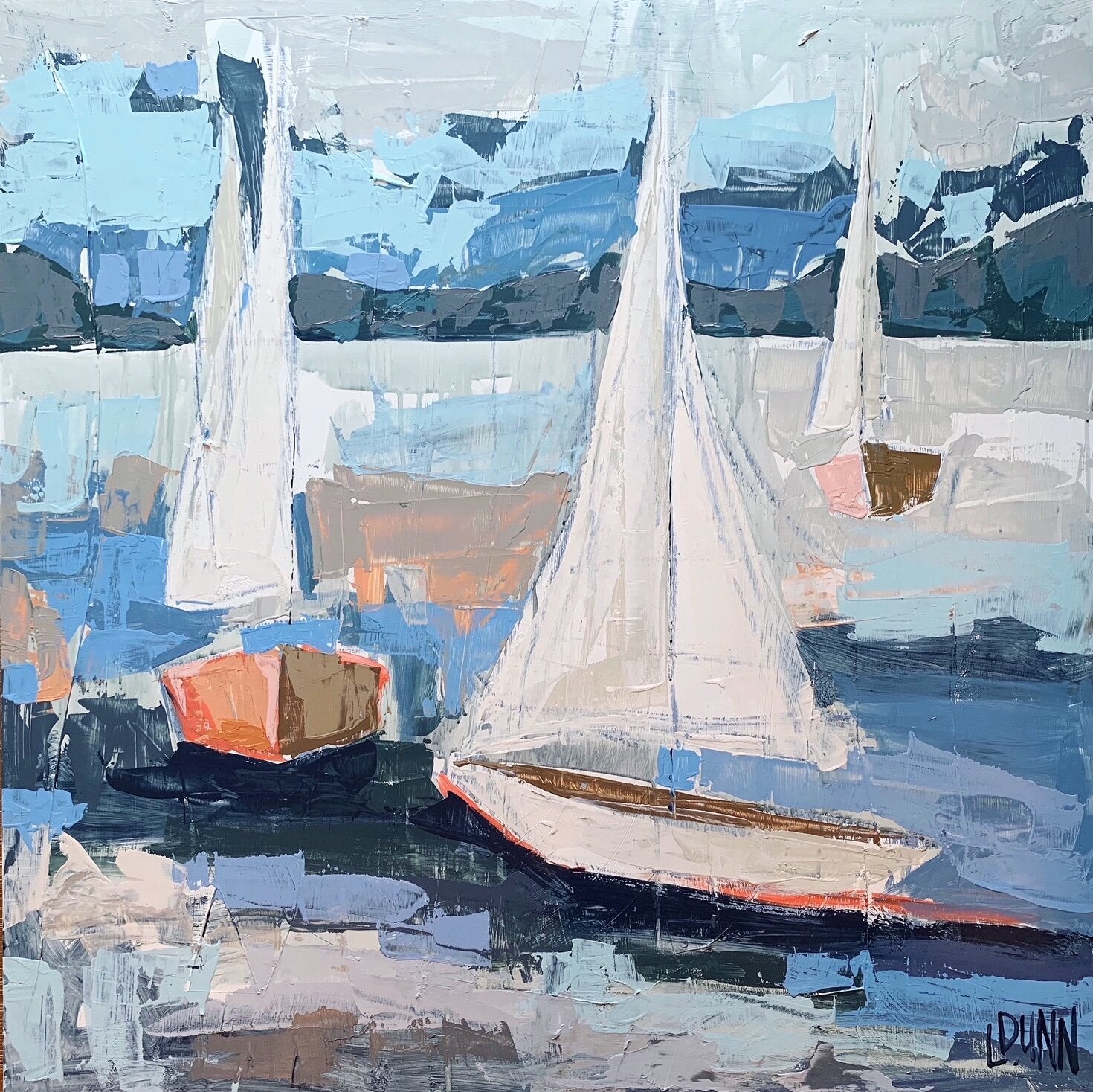 LAUREN DUNN ART "ADJUST YOUR SAILS" 24"X24"