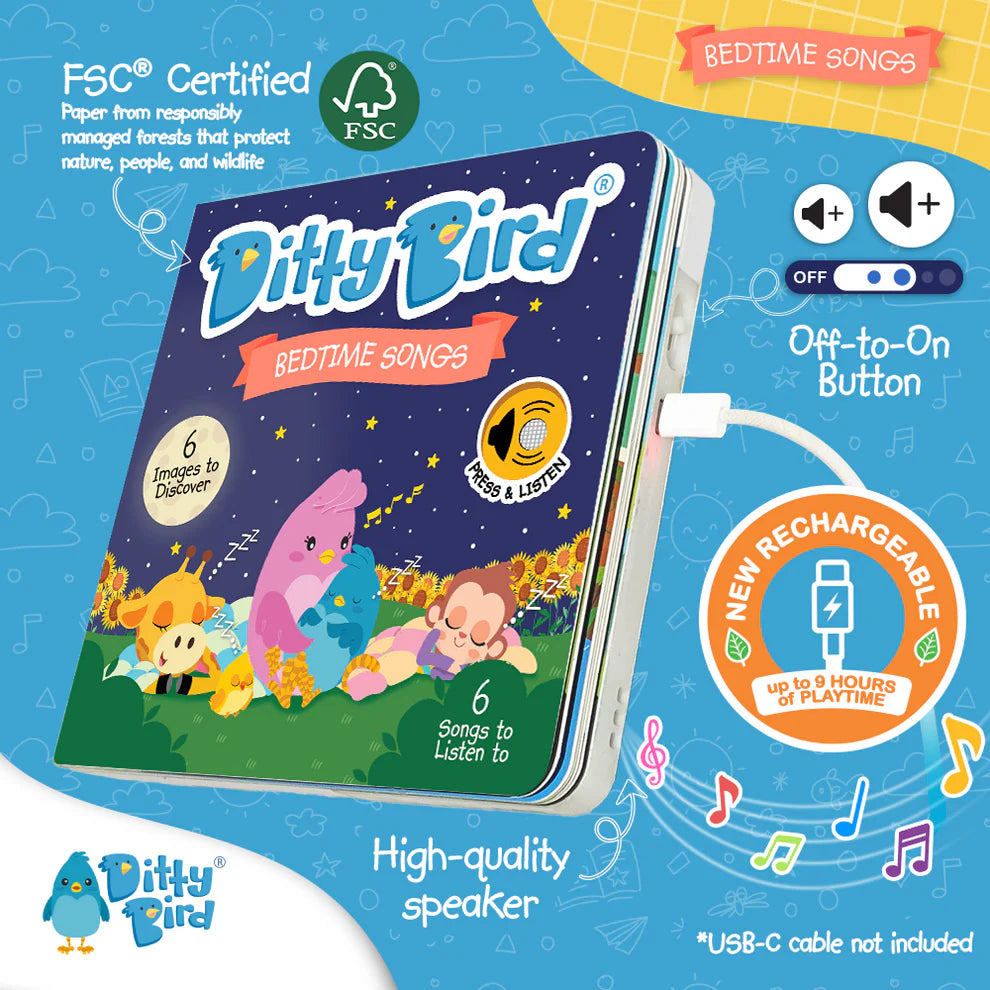 DITTY BIRD-BEDTIME SONGS-RECHARGEABLE MUSICAL BOOK