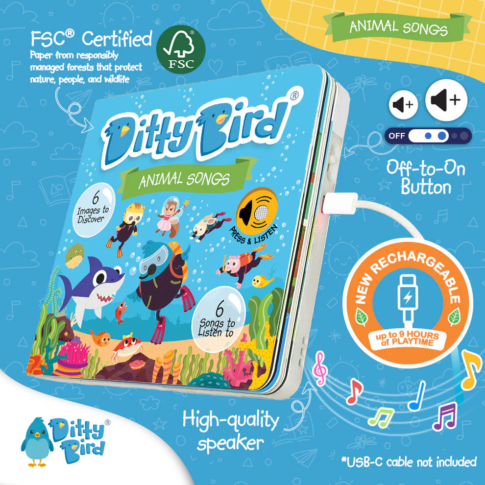 DITTY BIRD-ANIMAL SONGS-RECHARGEABLE MUSICAL BOOK