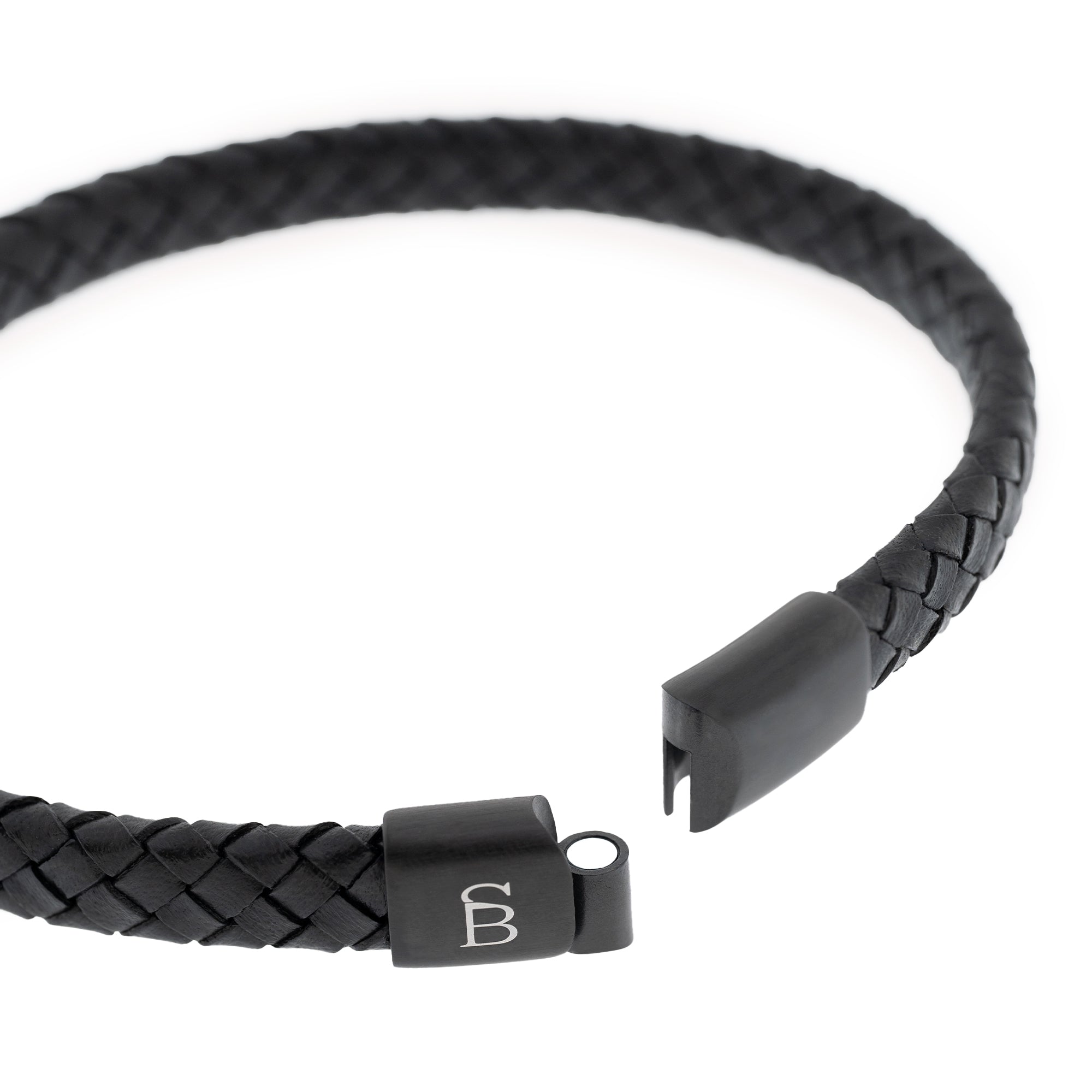 Leather Bracelet Riley - Black - Lg.
