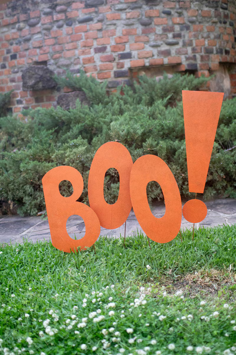 Painted Metal Halloween "BOO" Yard Stakes - 4 Pieces