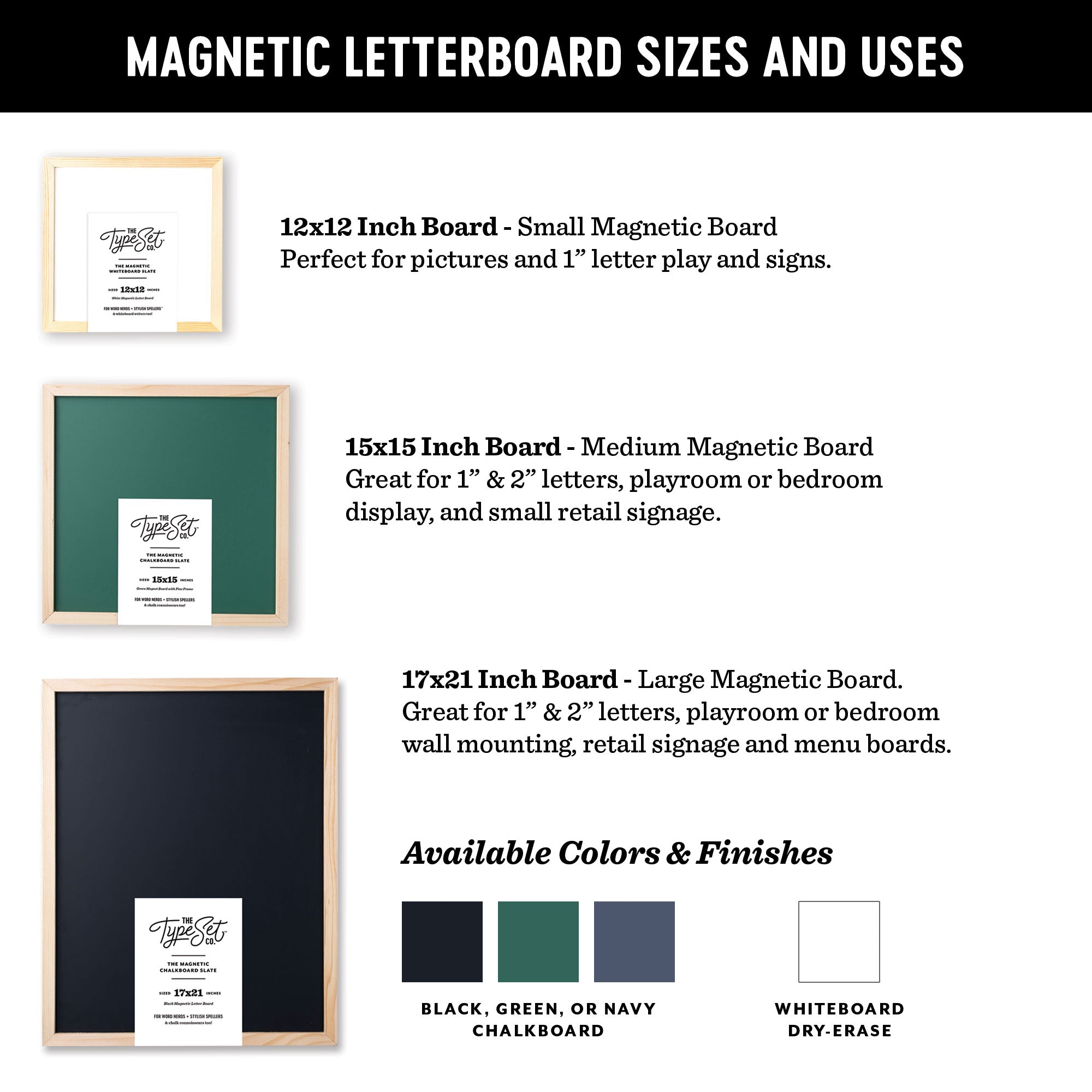 15X15 Magnetic Letter Chalk Board - Black