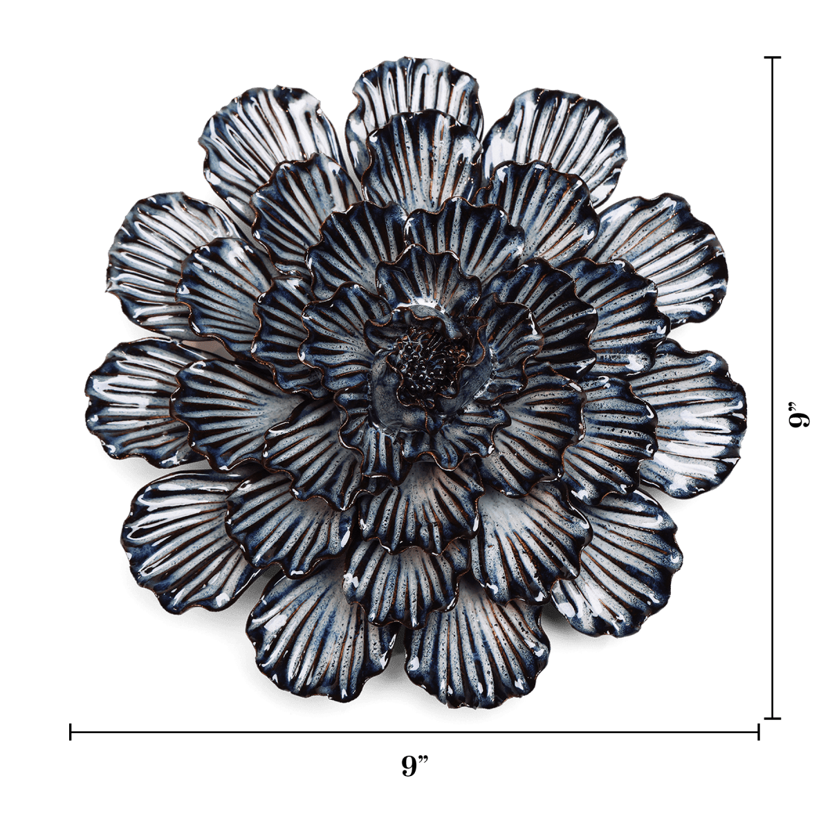 Ceramic Flower Collection Navy Dinner Plate Dahlia