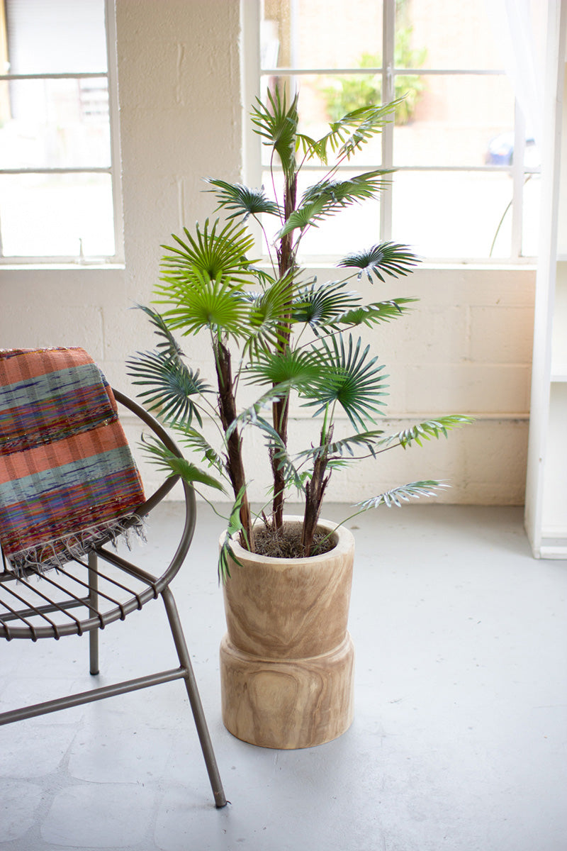 HAND-CARVED WOODEN PLANTER/PEDESTAL