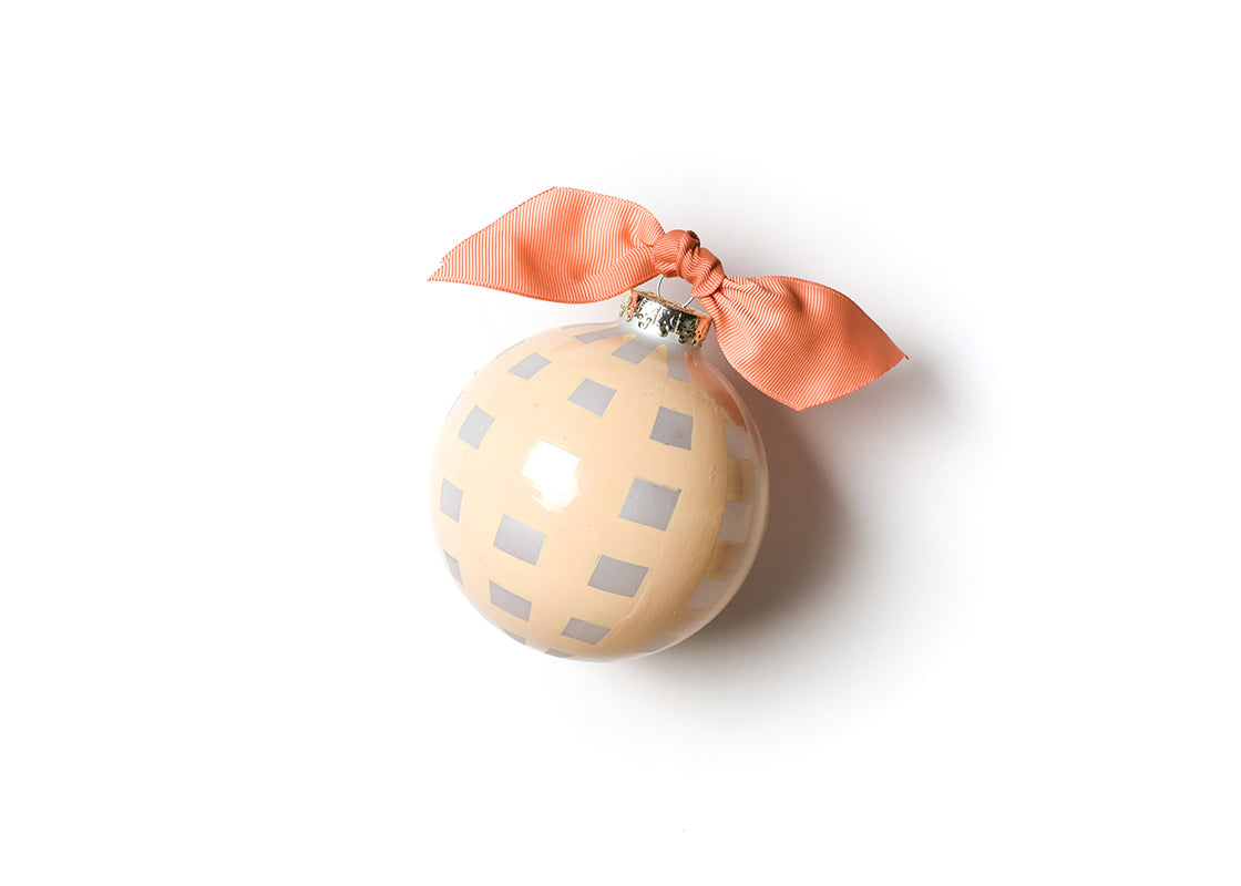 Welcome Baby Girl Gingham 100mm Glass Ornament