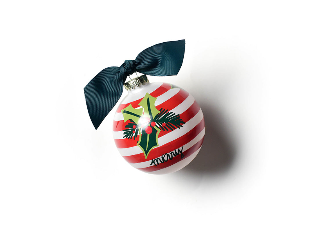 Holly Stripe 100mm Glass Ornament