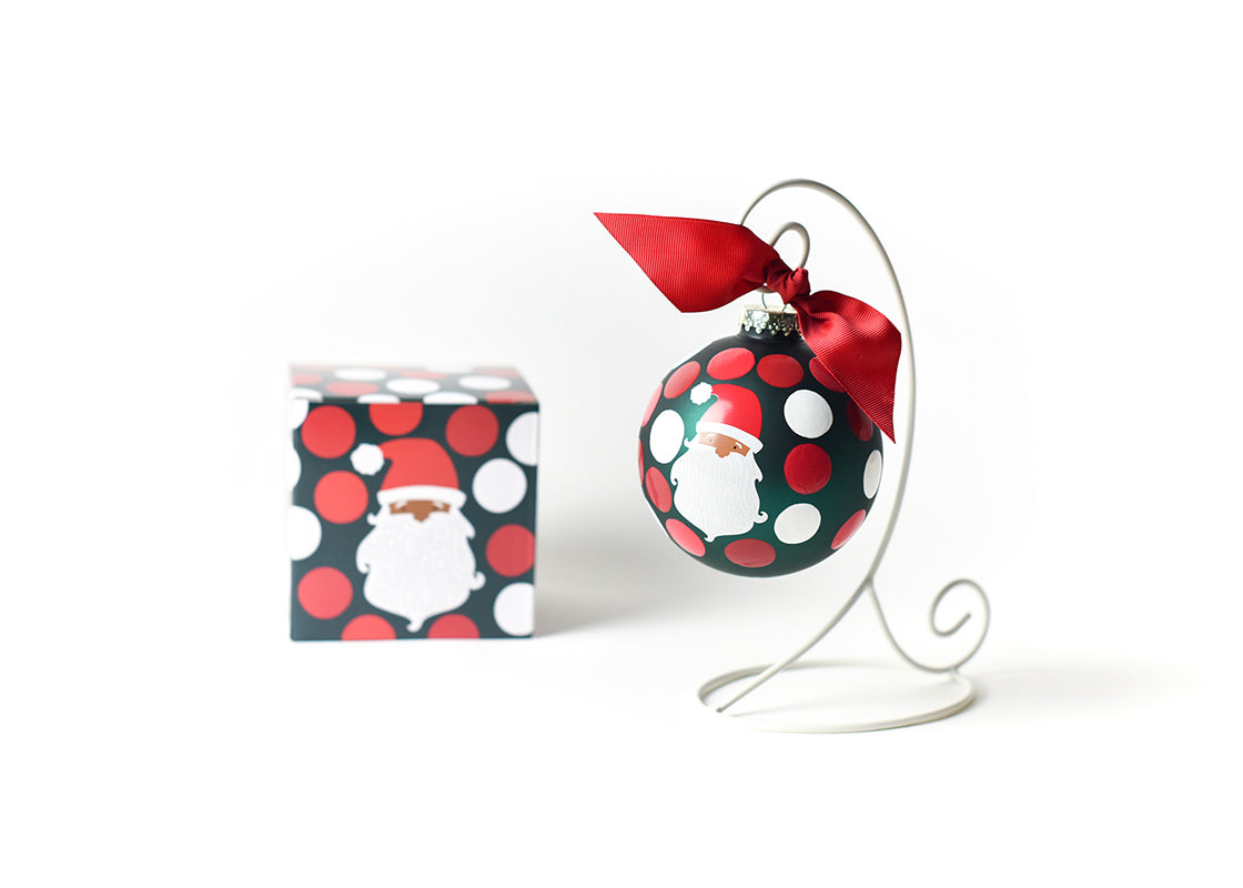 Ho Ho Ho Santa 100mm Glass Ornament (brown skin)