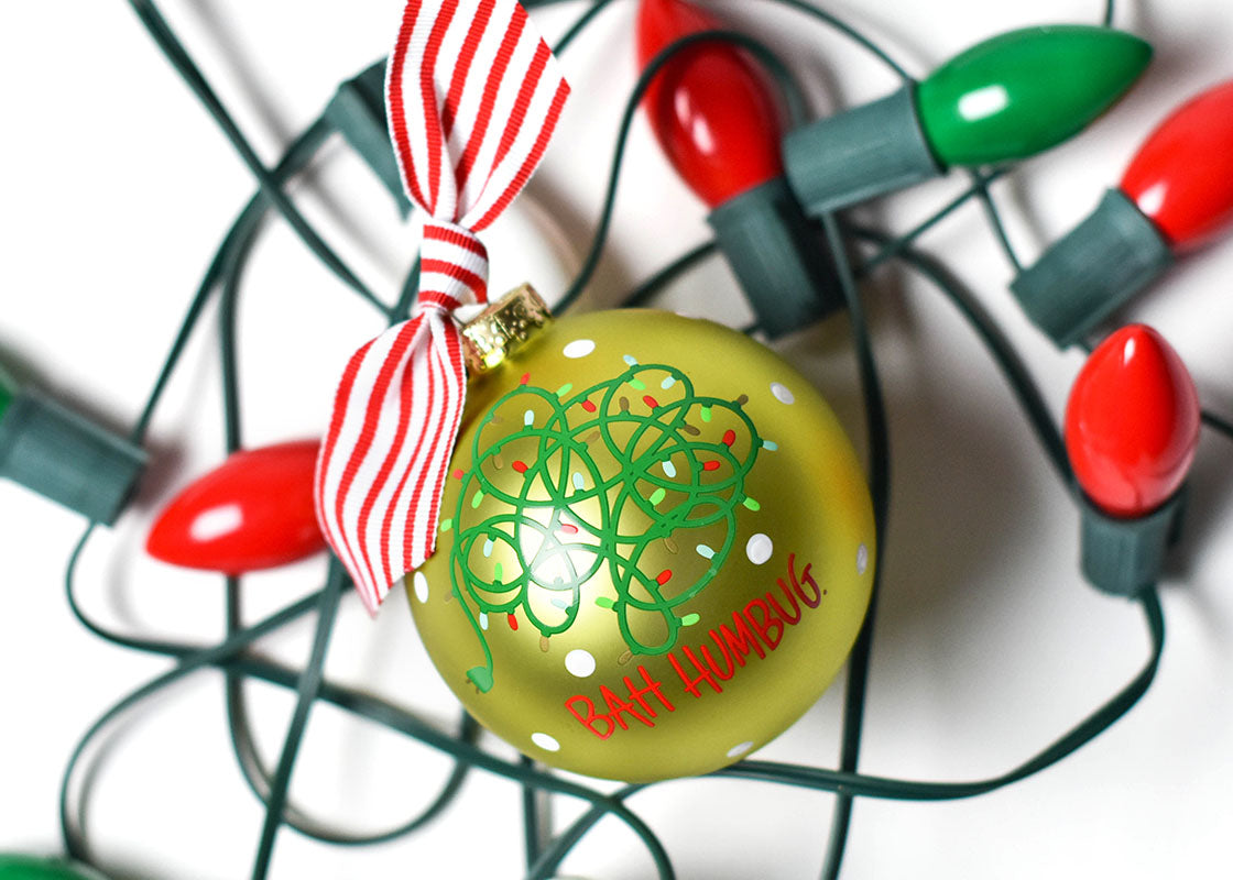 TANGLED CHRISTMAS LIGHTS 100MM GLASS ORNAMENT