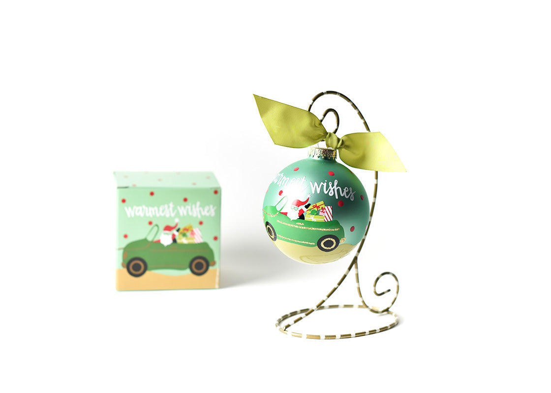 WARMEST WISHES SANTA 100MM GLASS ORMNAMENT