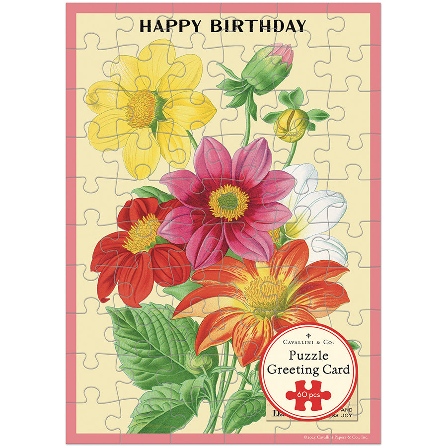 Happy Birthday Language of Flowers Puzzle Greeting Cards