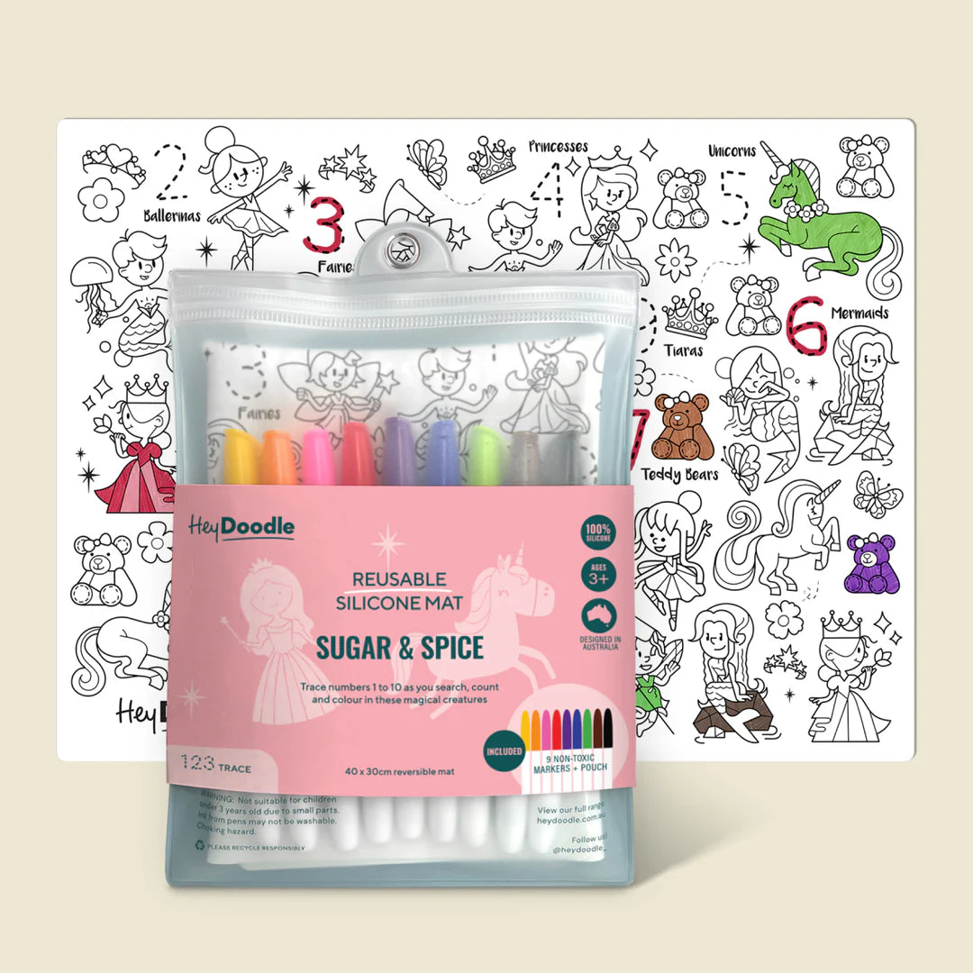 REUSABLE SILICONE ACTIVITY MAT W/MARKERS-"SUGAR & SPICE"