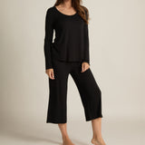 Wide-Leg Capri: Black: Small