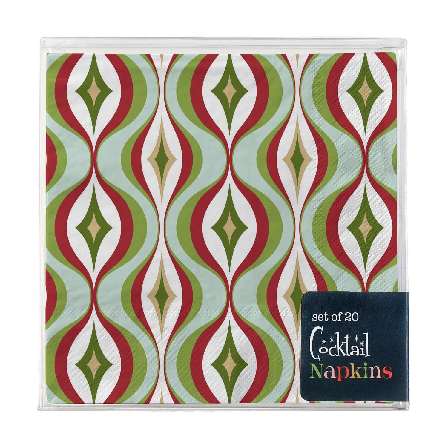 Diamond Wave Mid Century Modern Cocktail Beverage Napkin
