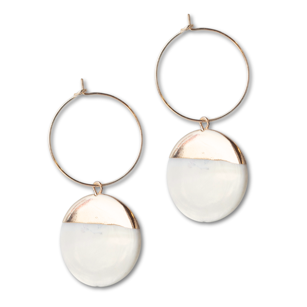 Intentions Earrings Mother of Pearl - Dipped