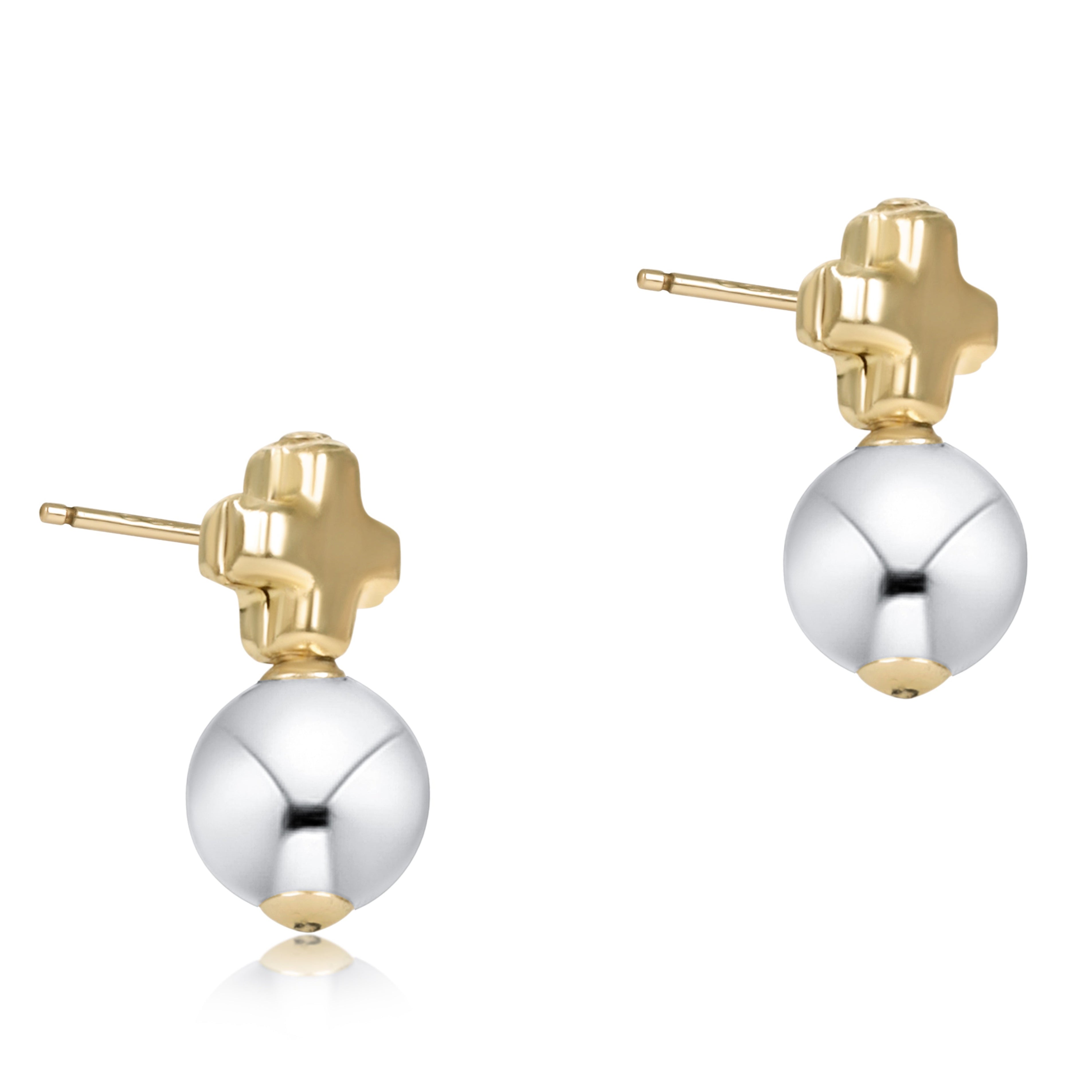 Signature Cross Small Mixed Metal Stud - Classic Sterling