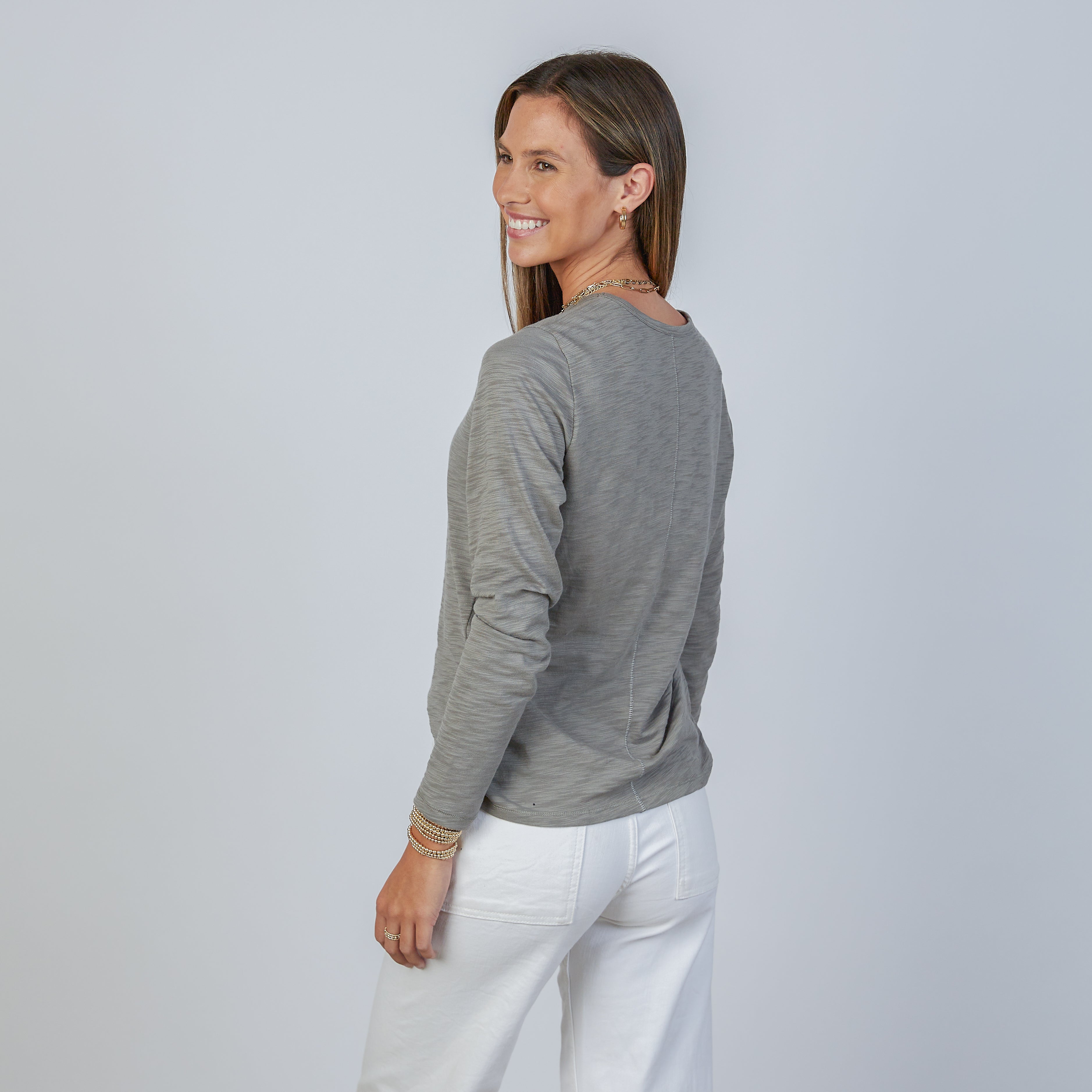 The Classic Tee - Smokey Green - Long Sleeve - Small