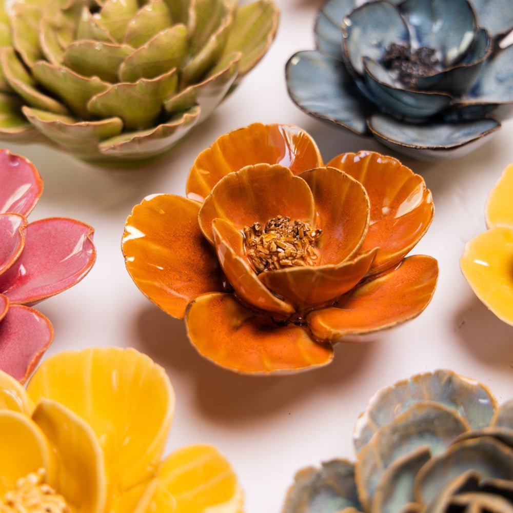 Ceramic Flower Collection Burnt Orange Poppy