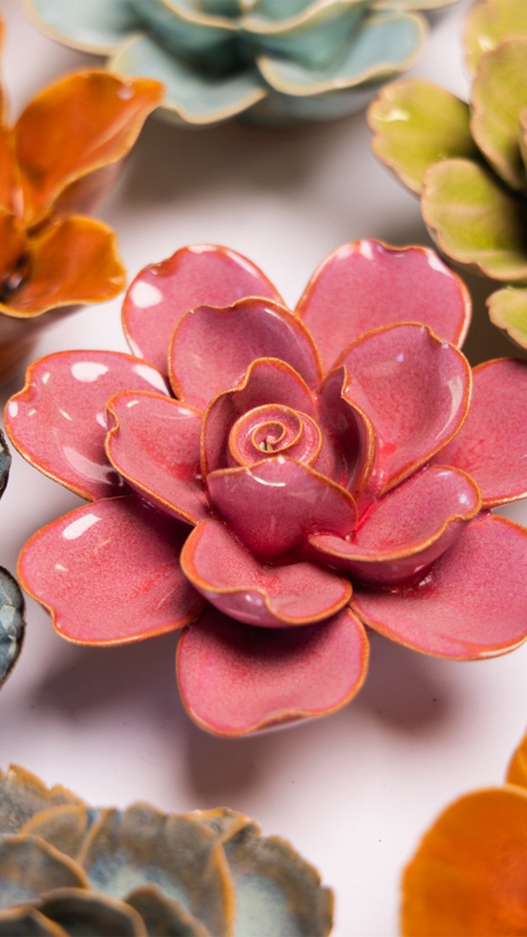CERAMIC FLOWER-BLUSH PINK TAHITIAN GARDENIA