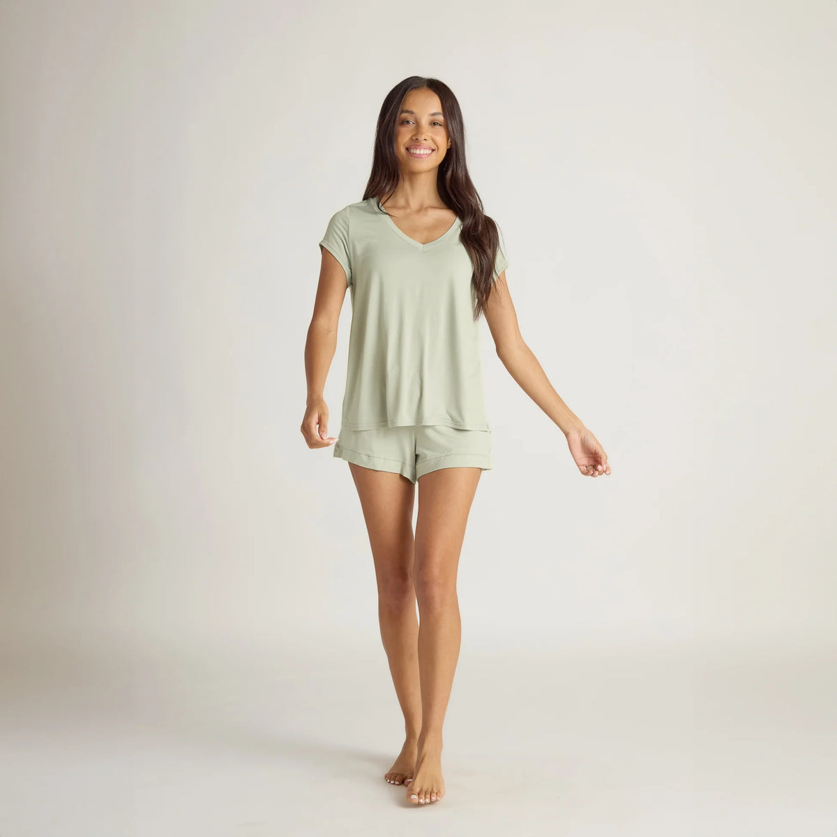 Classic V-Neck Tee Shirt/pajama top: sage: Large