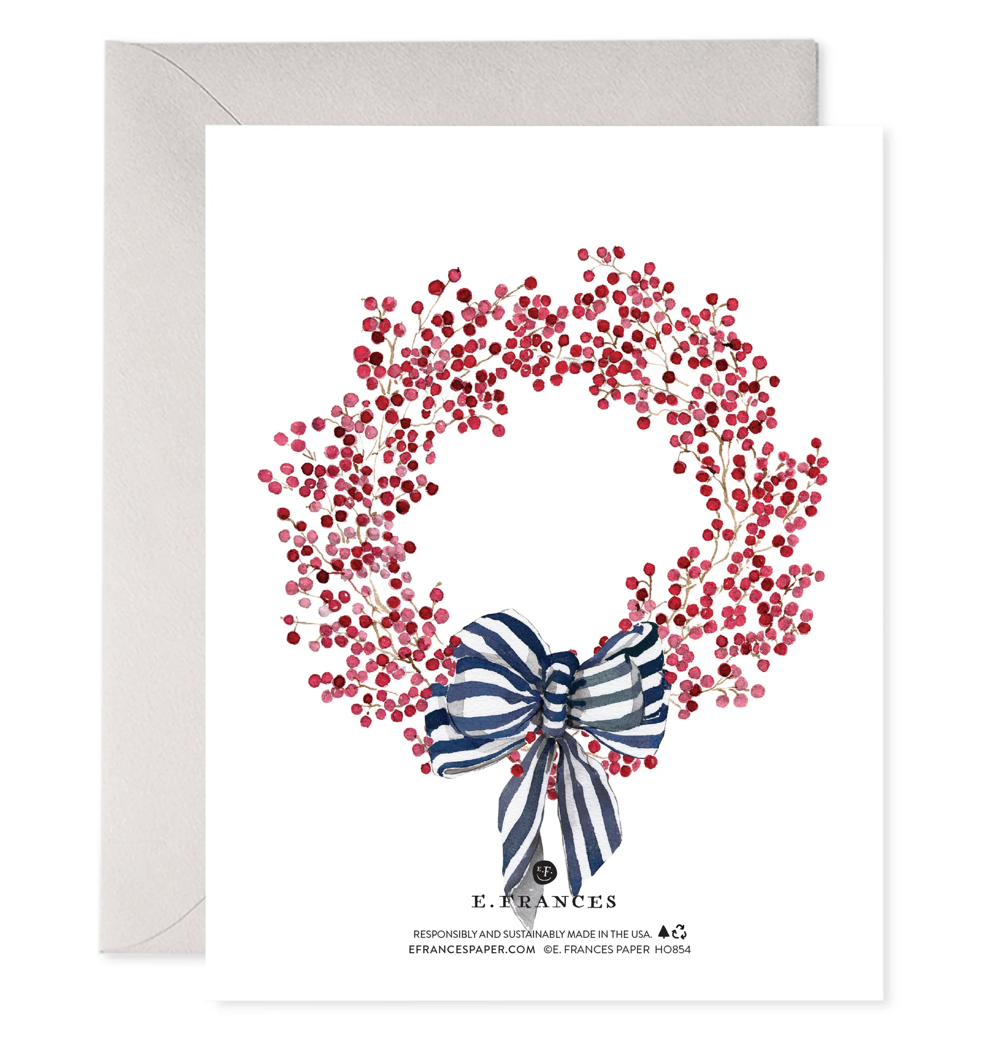 RED BERRY WREATH JOY CHRISTMAS CARD