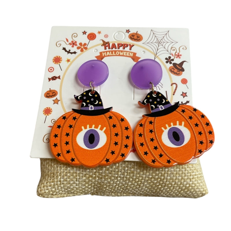 Pumpkin Evil Eye Earrings