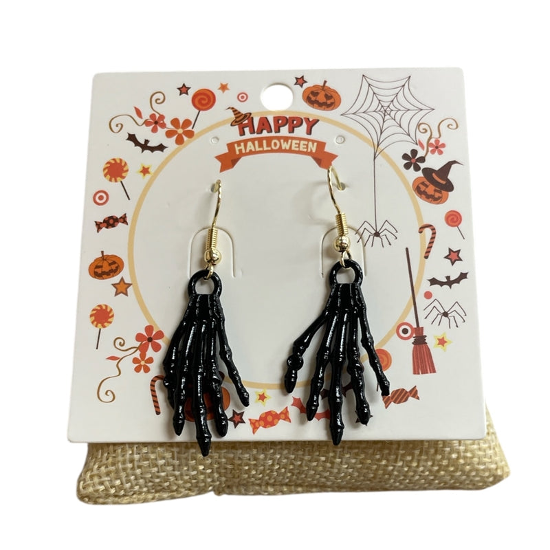 Skeleton Hand - Black Earrings