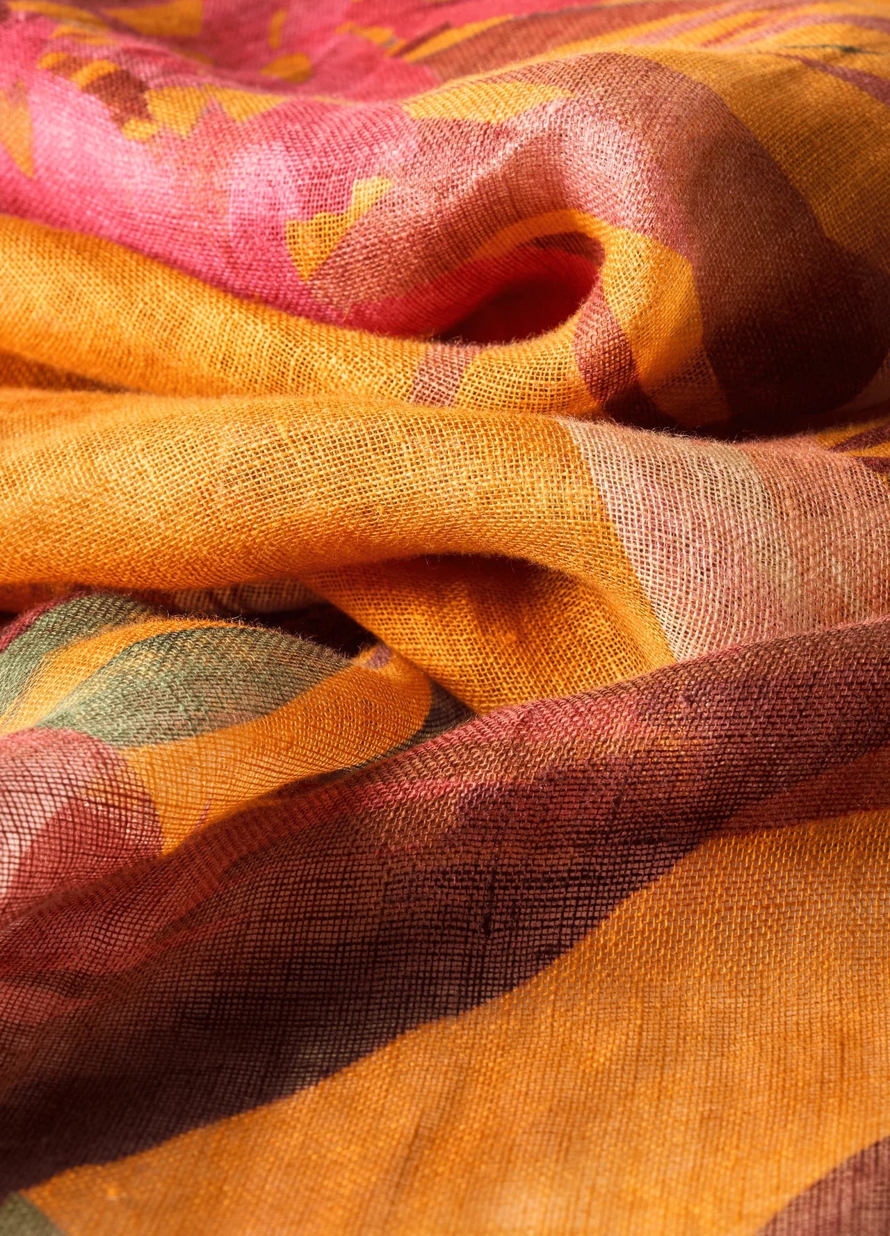 Oriental Crane Scarf - Yellow Tones