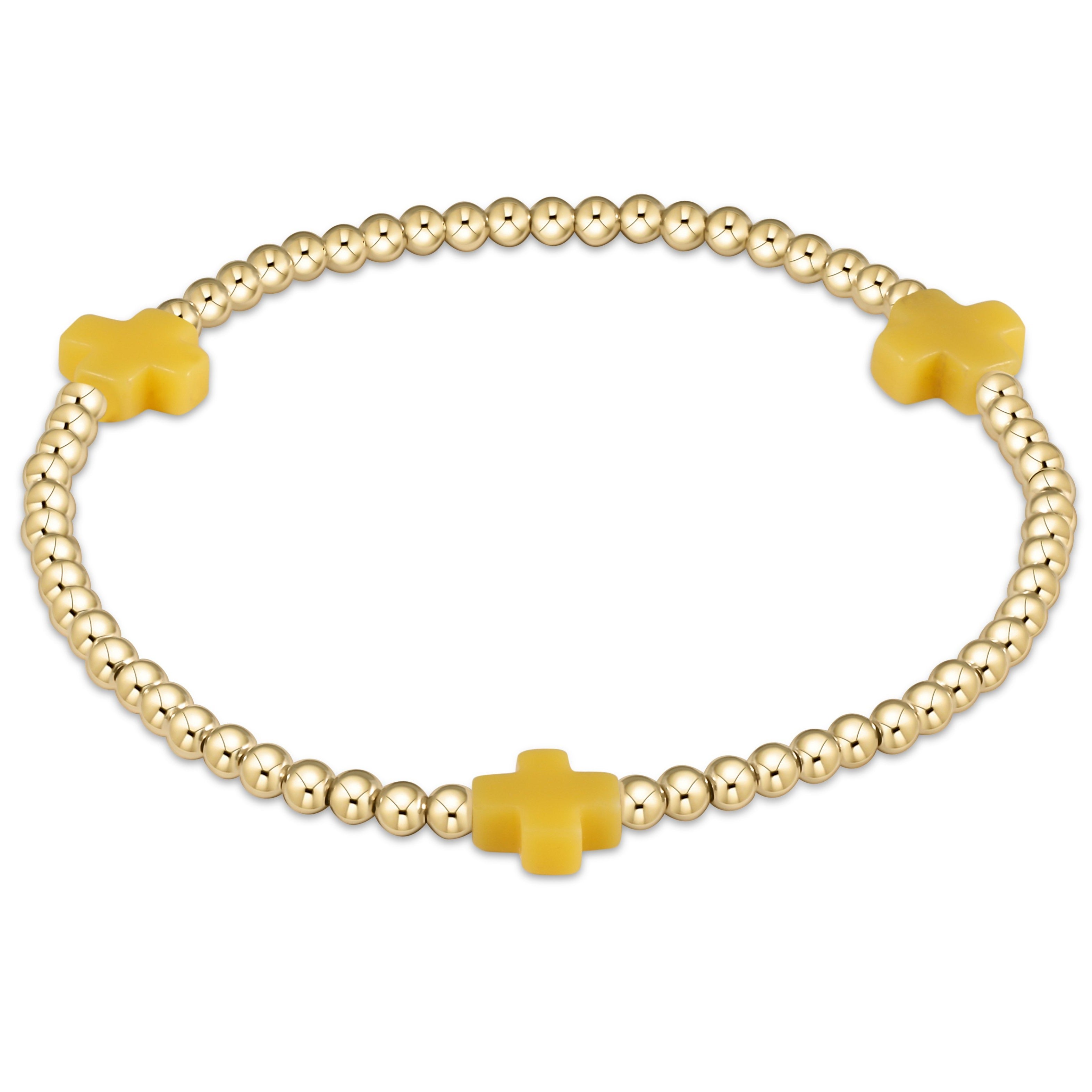 Extends - Signature Cross Gold Pattern 3mm Bead Bracelet - Turquoise
