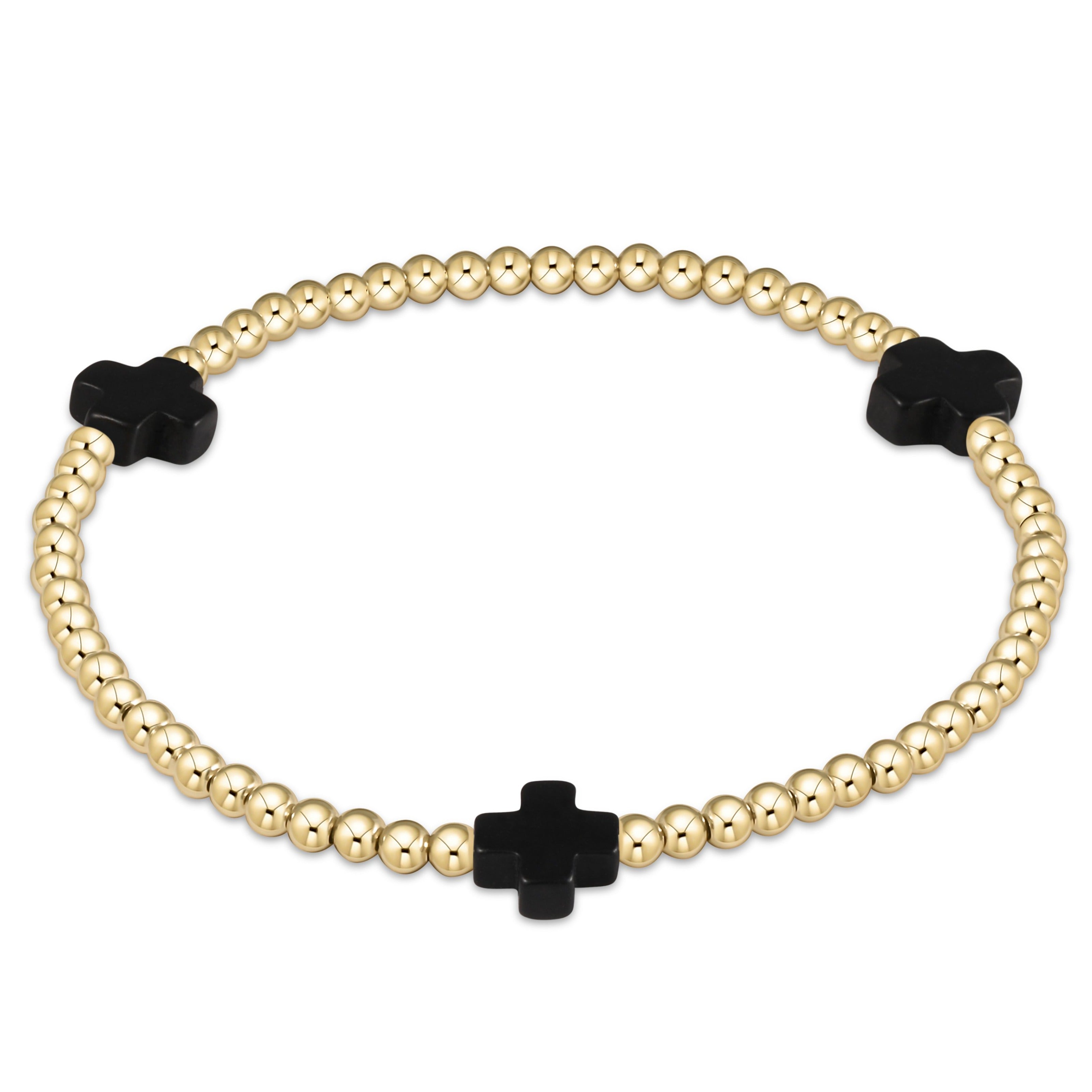 Extends - Signature Cross Gold Pattern 3mm Bead Bracelet - Turquoise