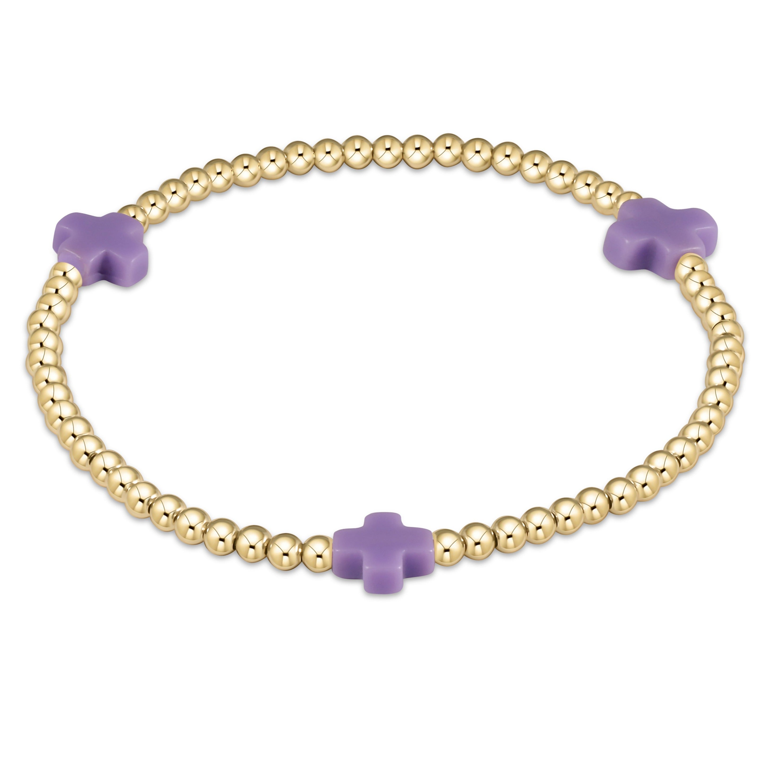 Extends - Signature Cross Gold Pattern 3mm Bead Bracelet - Turquoise