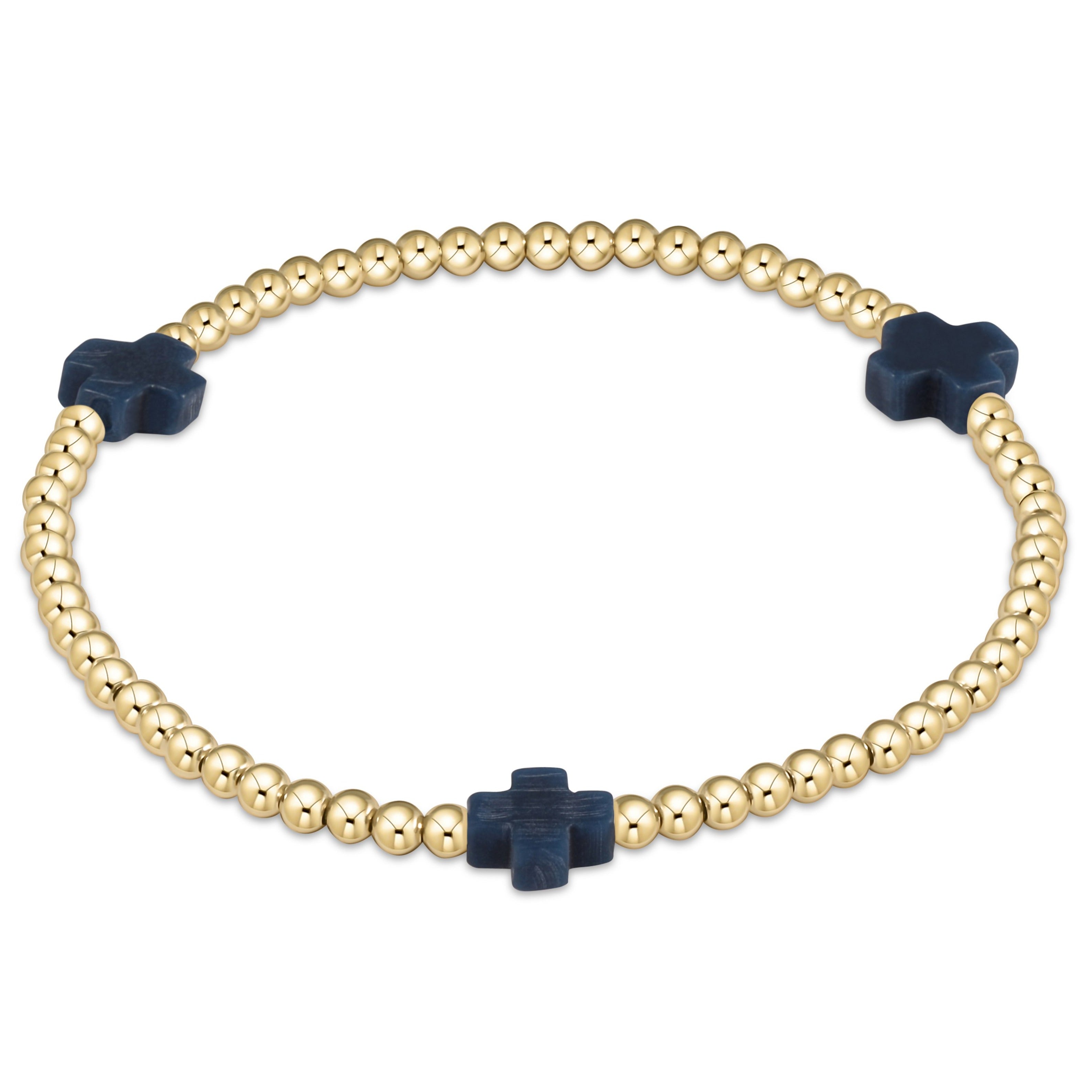 Extends - Signature Cross Gold Pattern 3mm Bead Bracelet - Turquoise