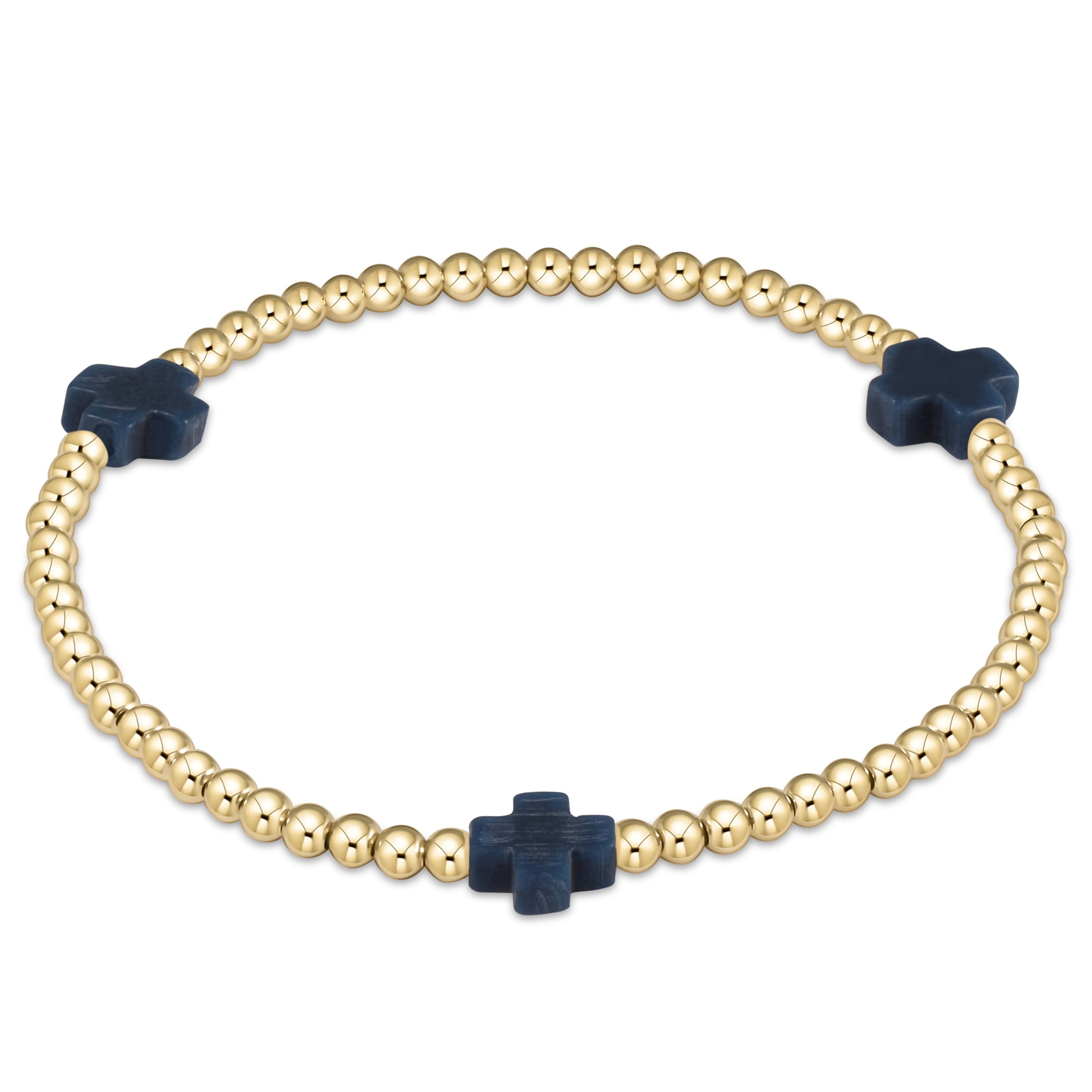 Extends - Signature Cross Gold Pattern 3mm Bead Bracelet - Off-White