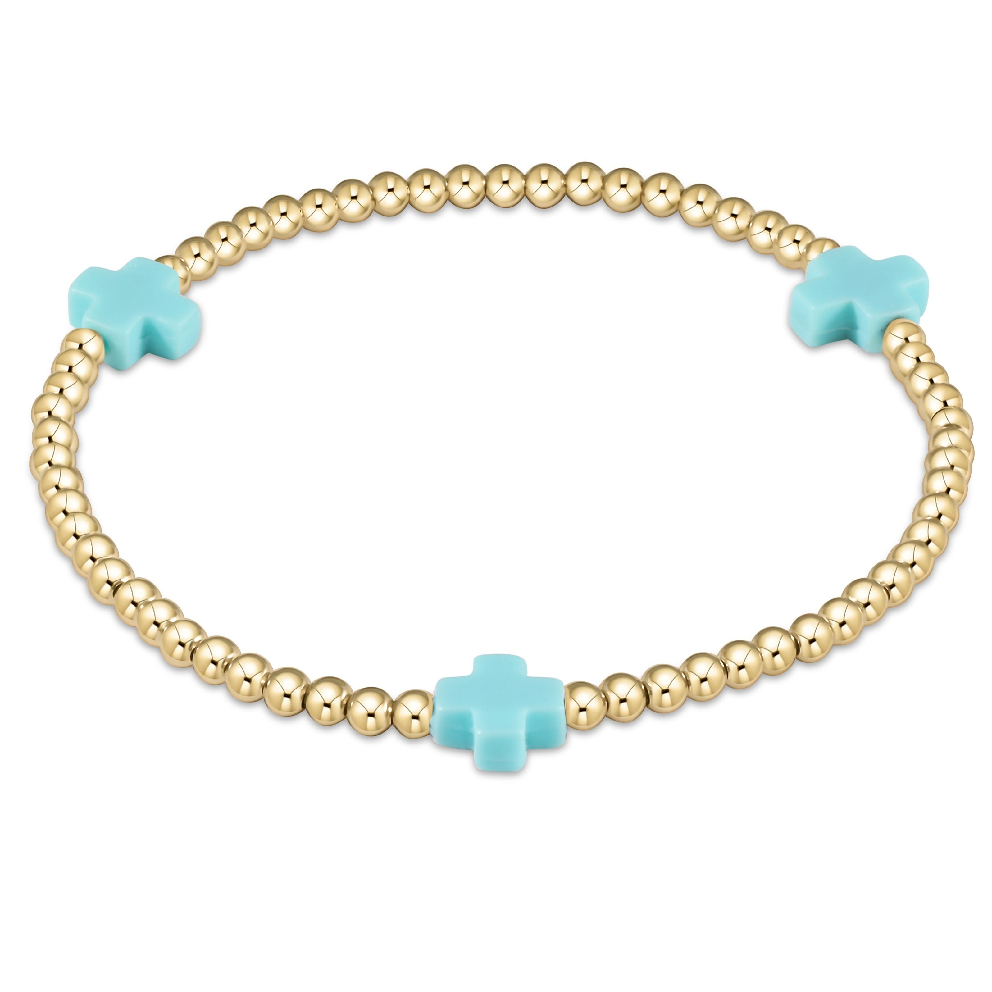 egirl Signature Cross Gold pattern 3mm Bead Bracelet - Pink