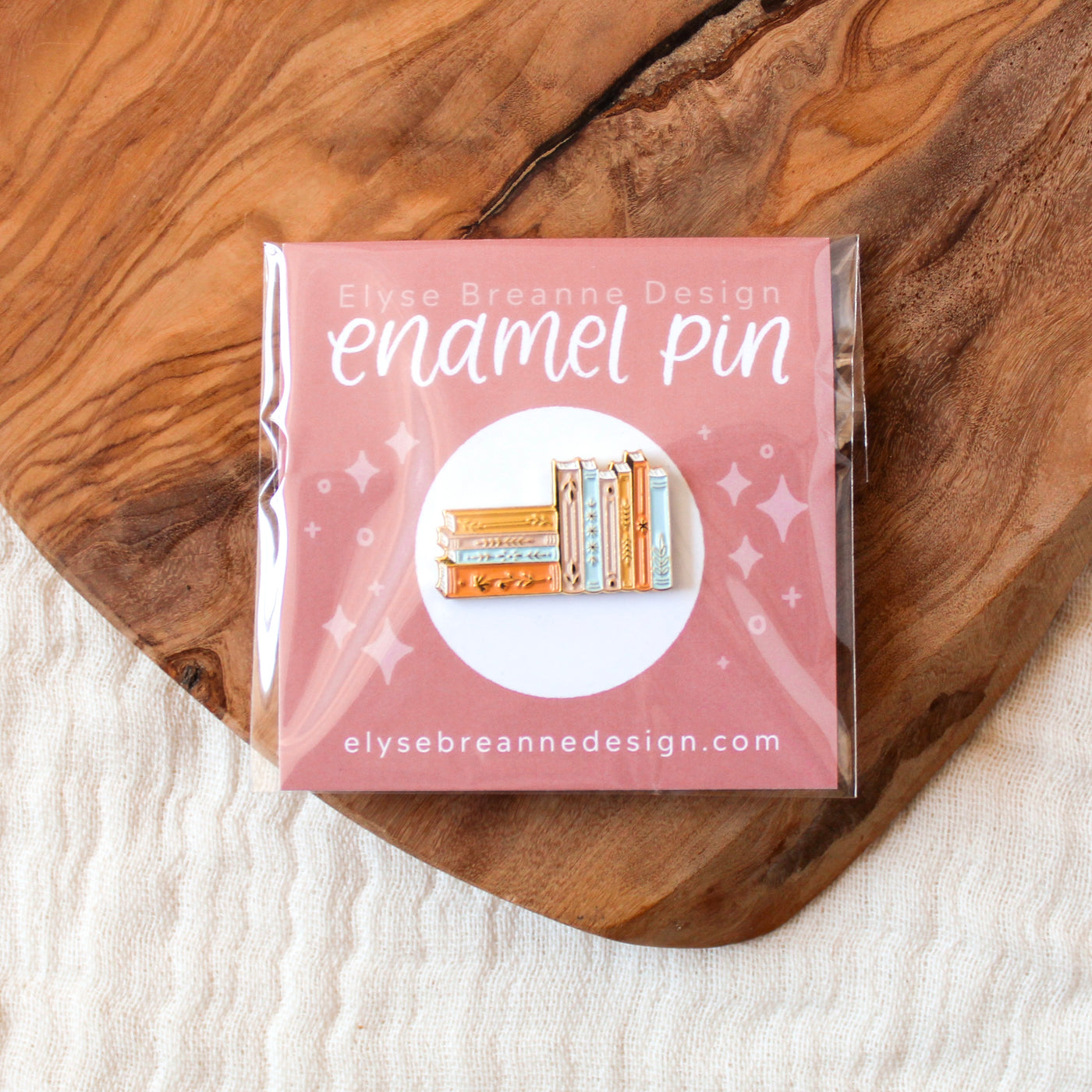 Stack of Books Enamel Pin 1"x1"