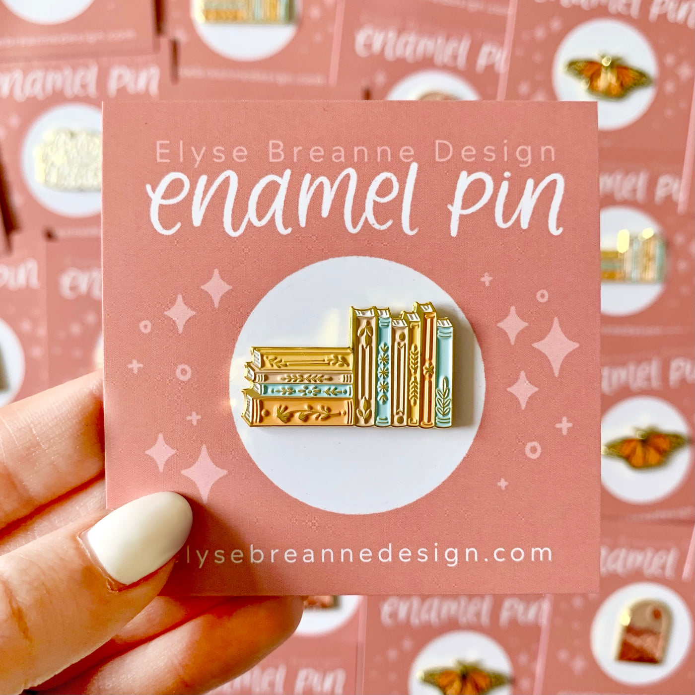 Stack of Books Enamel Pin 1"x1"