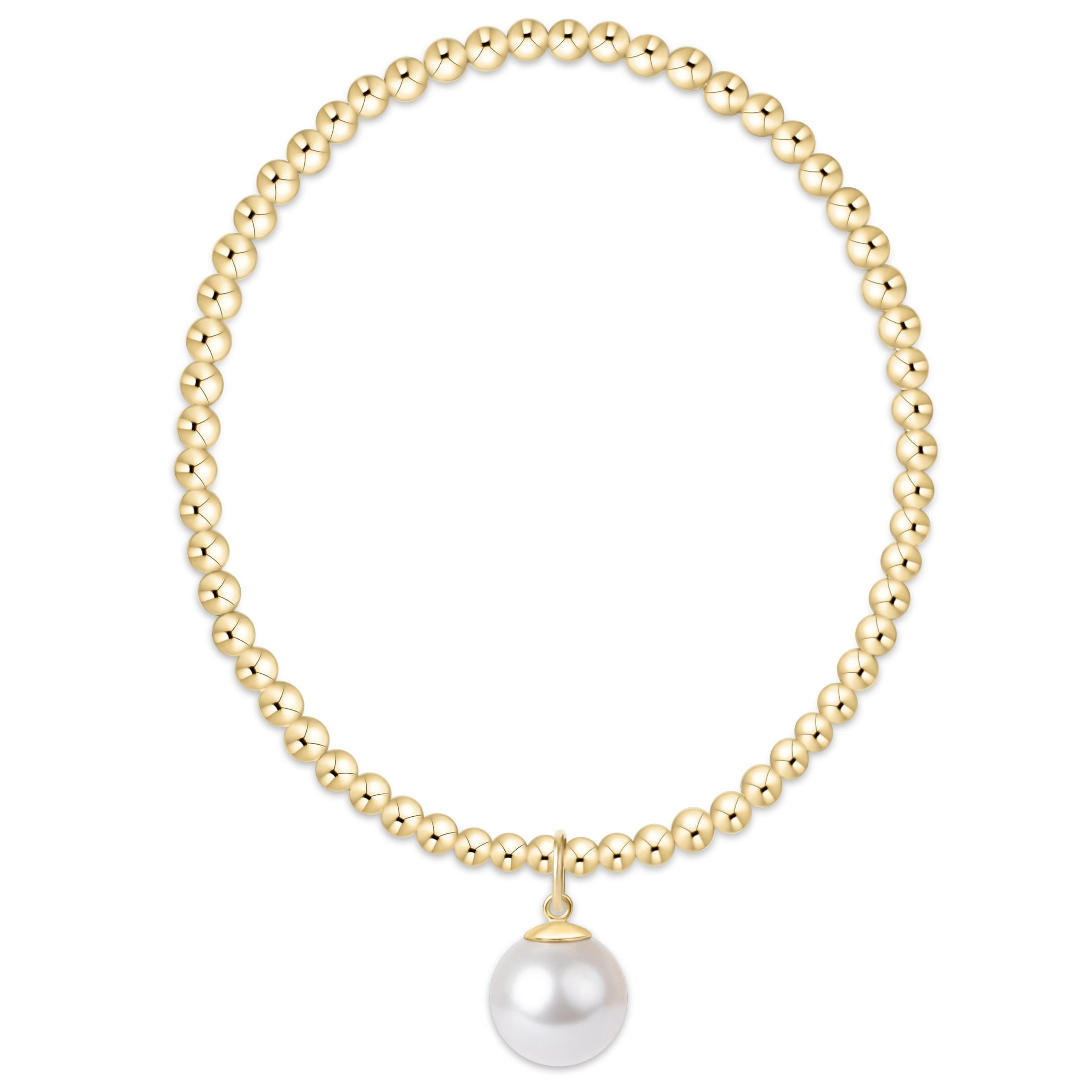 Classic Gold 3mm Bracelet - Classic Gold 10mm Charm