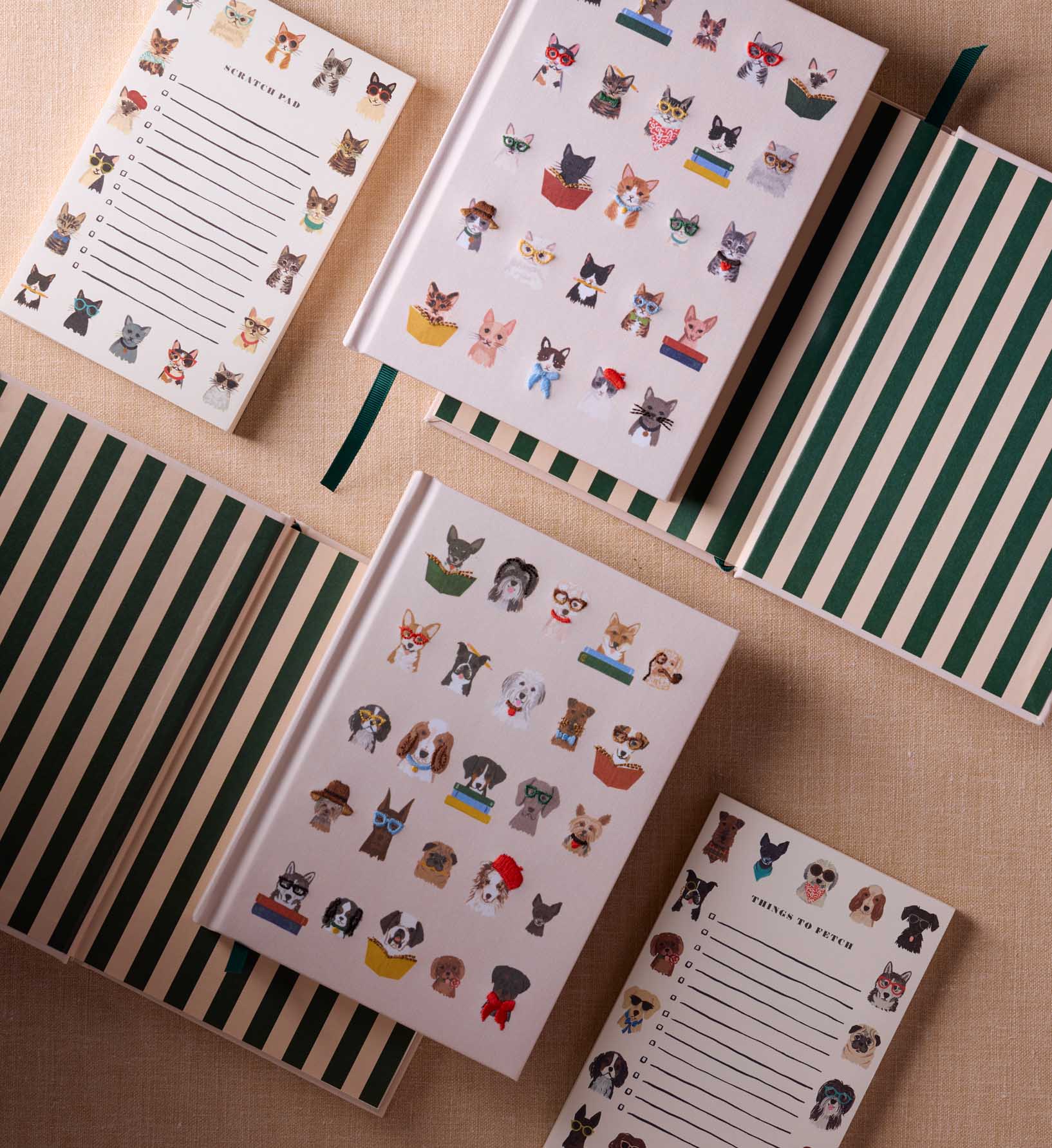 EMBROIDERED JOURNAL-STUDIOUS CATS