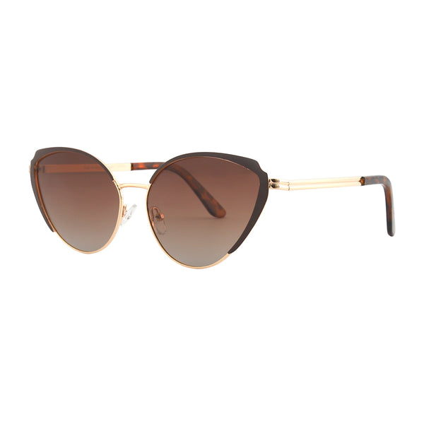 Lotus - Gold Frame/Brown Cateye Accent/Tortiose Tips - Brown Lens - Polarized