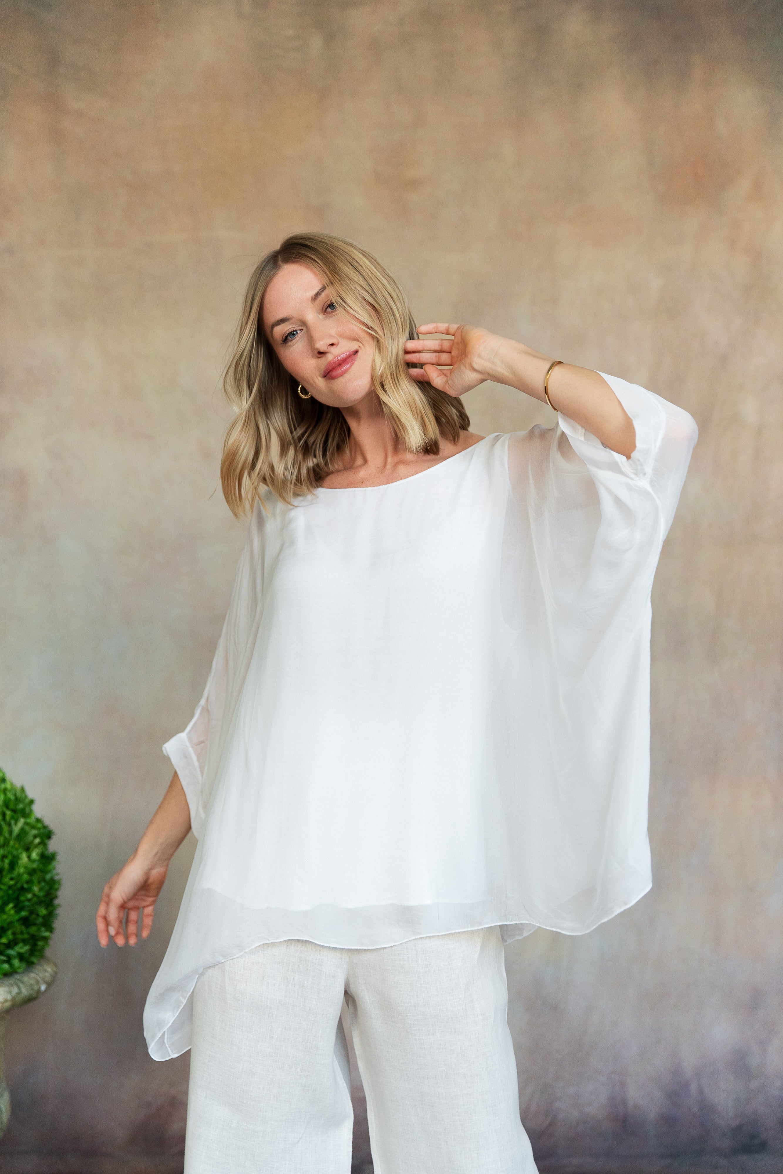 MARTINA SILK TOP-WHITE-O/S