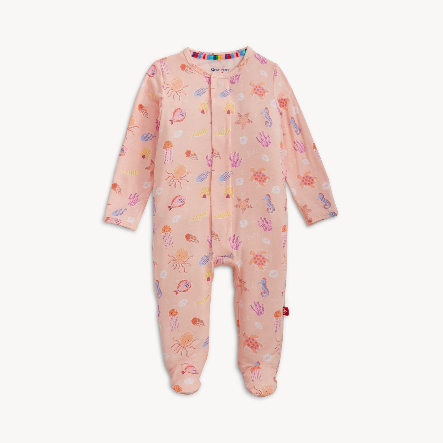 Deep Chic Modal Magnetic Footie- Pink 3-6 Mos.