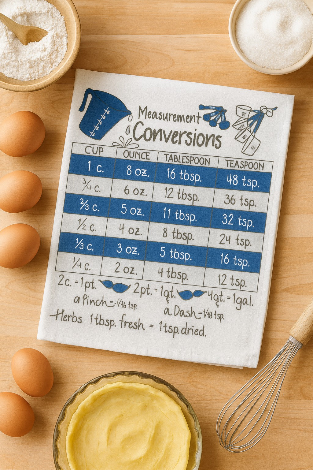 KITCHEN MEASUREMENTS BLUE SWEDISH CLOTH