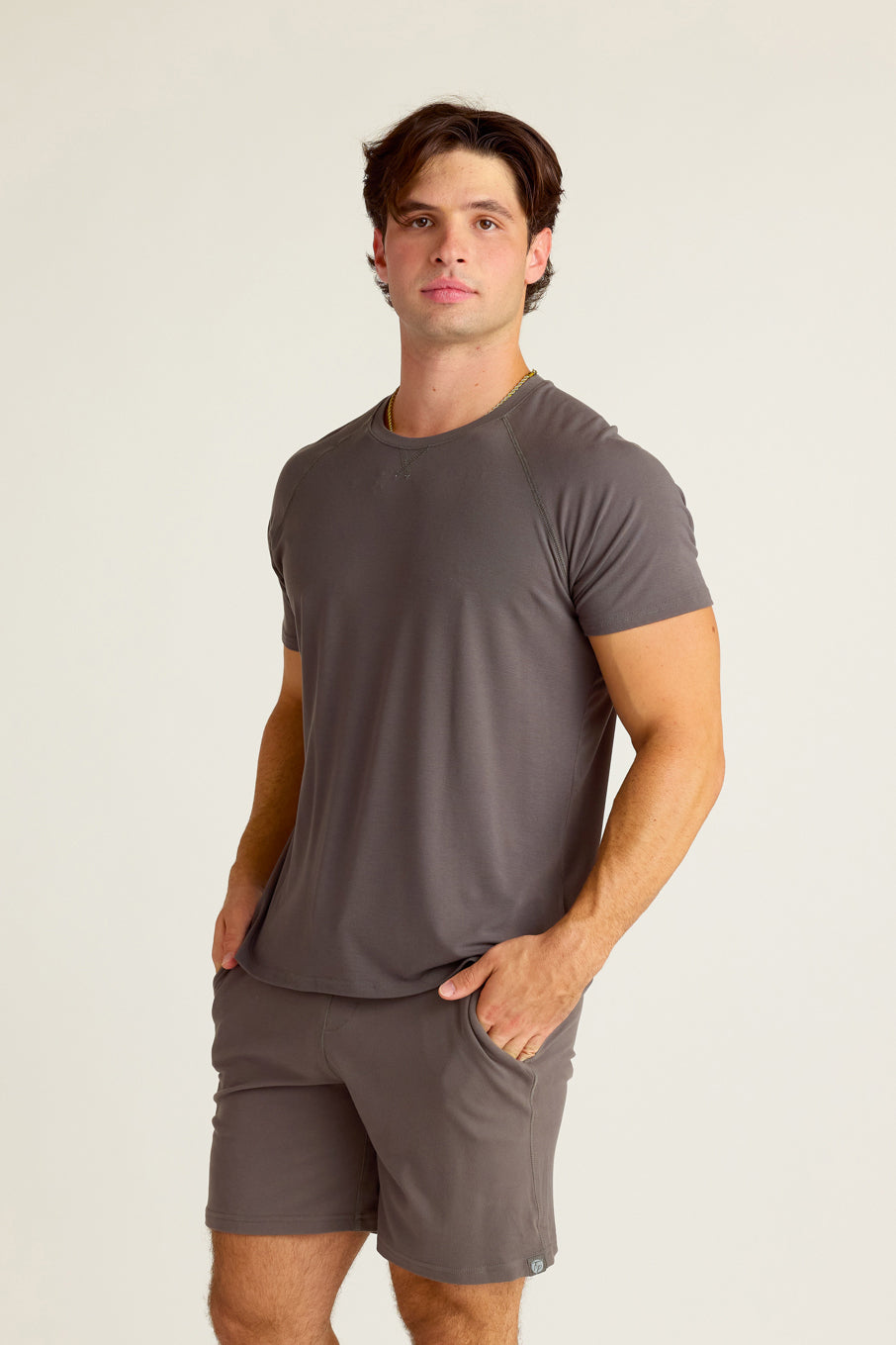 MEN'S SHORT SLEEVE SHIRT-CHARCOAL-LARGE