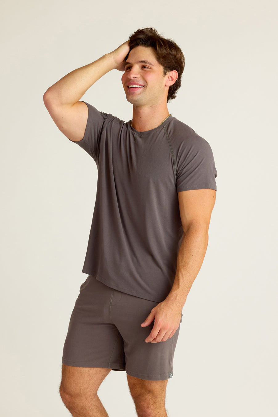 MEN'S SHORT SLEEVE SHIRT-CHARCOAL-LARGE