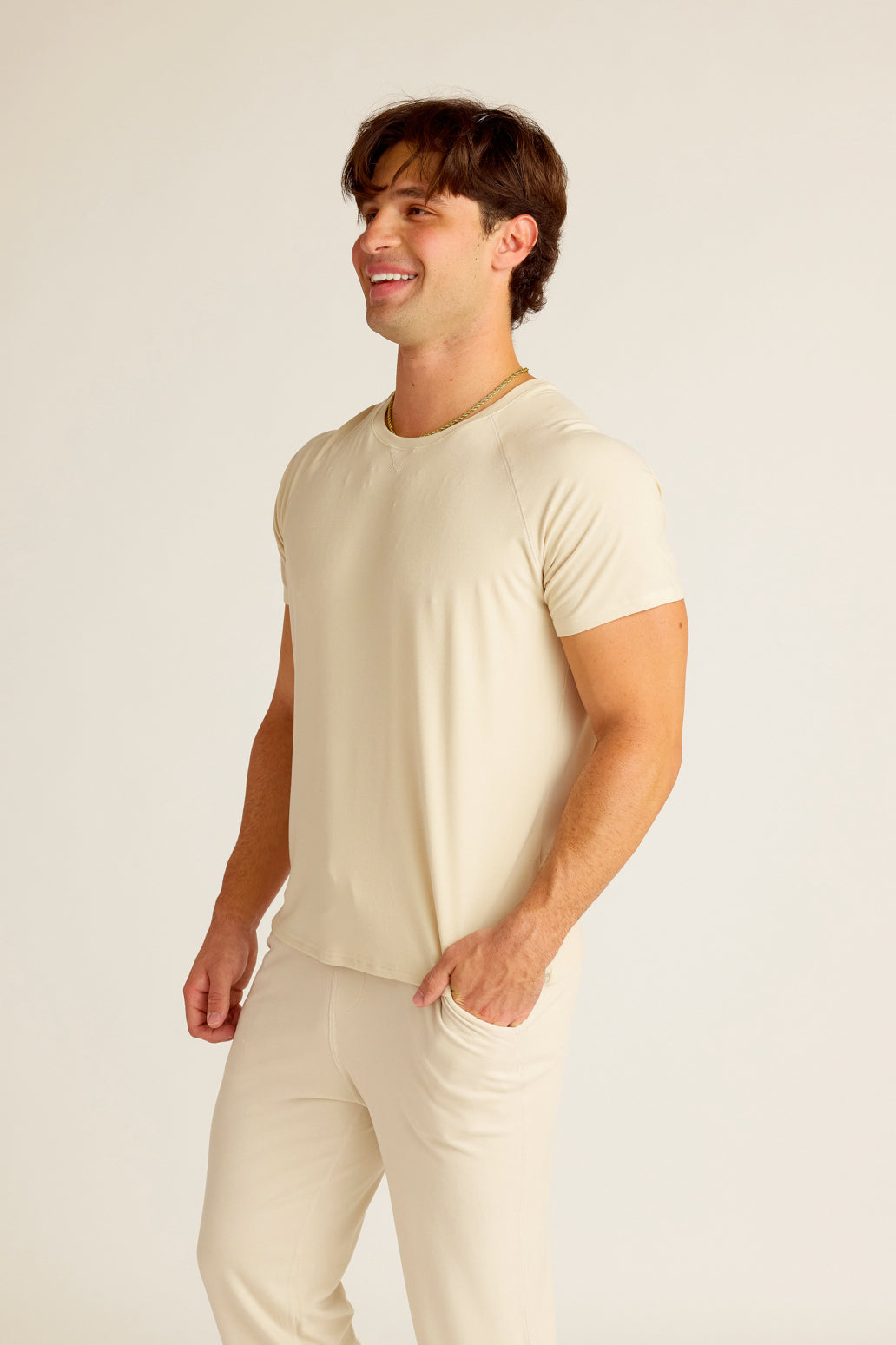 MEN'S SHORT SLEEVE SHIRT-OATMEAL-LARGE