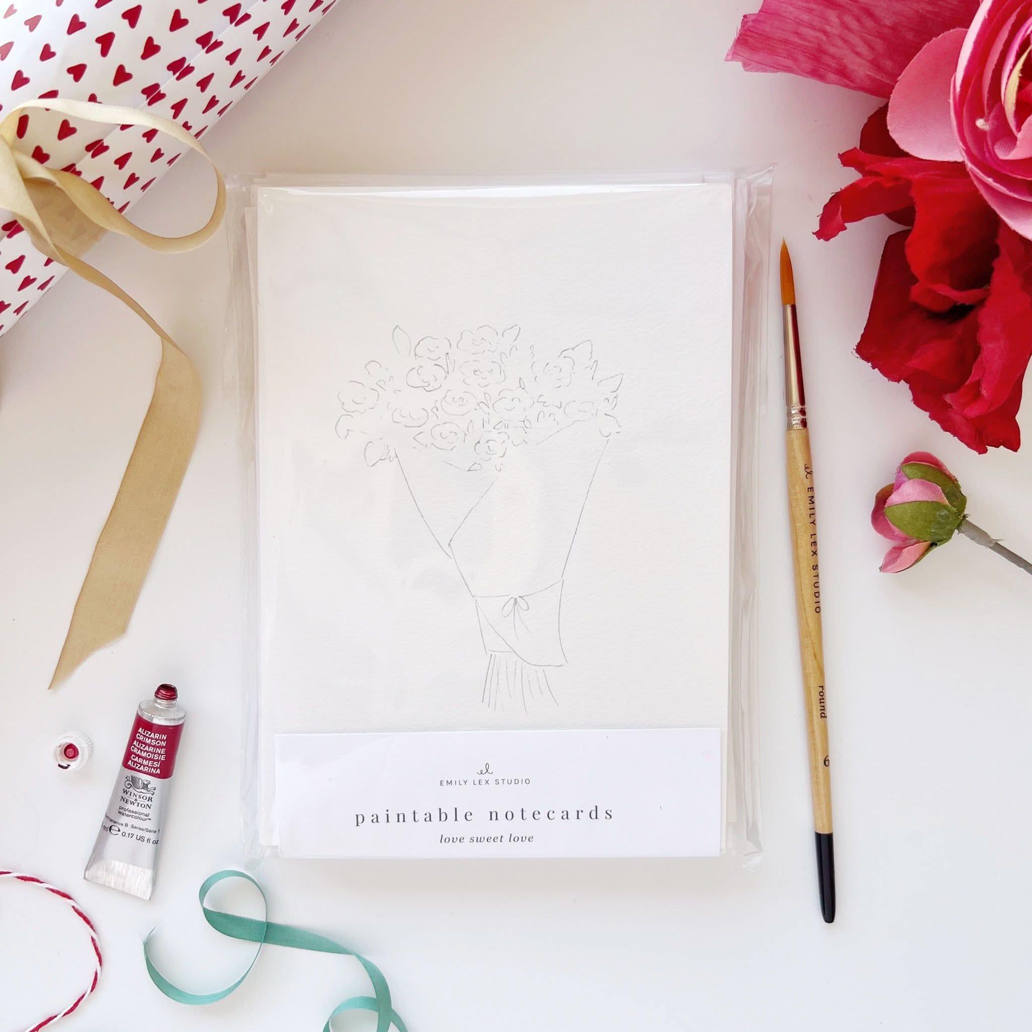 LOVE SWEET LOVE PAINTABLE WATERCOLOR NOTE CARD SET