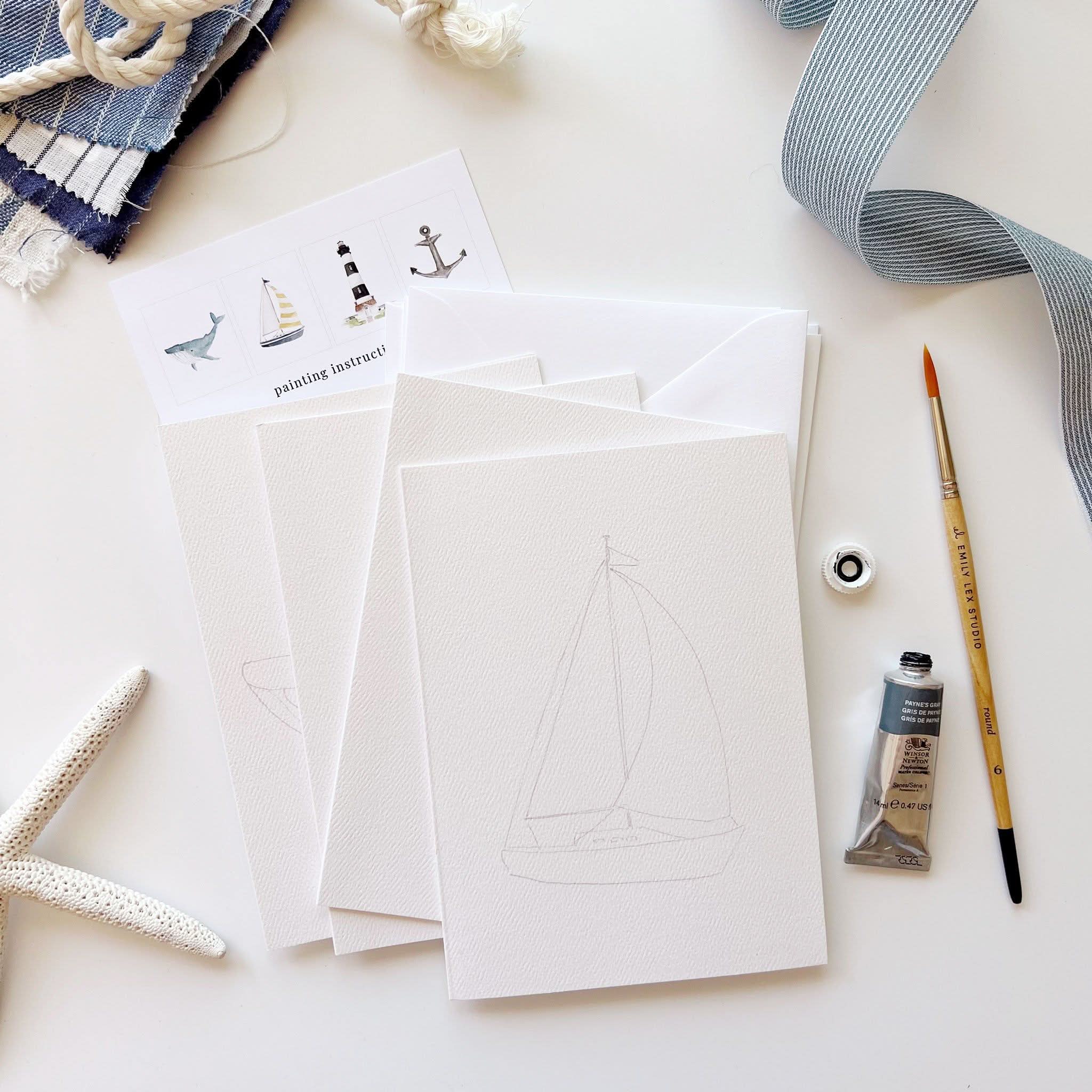 SEASIDE PAINTABLE NOTE CARDS