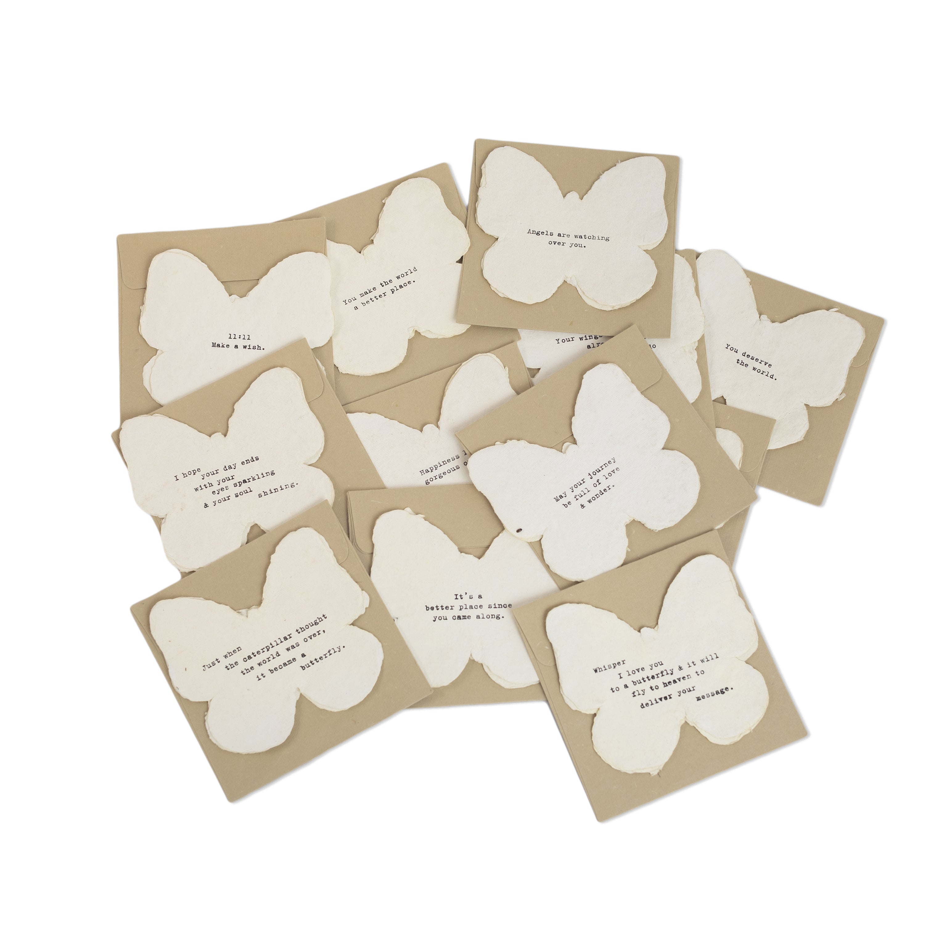 Mini Deckled Butterfly-Shaped Card w/Envelope - Multi Style Message