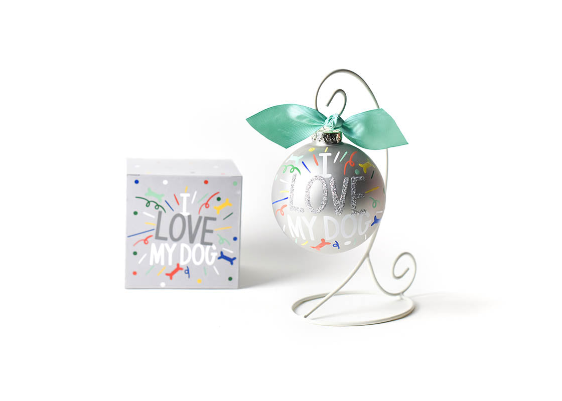 I LOVE MY DOG POPPER 100MM GLASS ORNAMENT